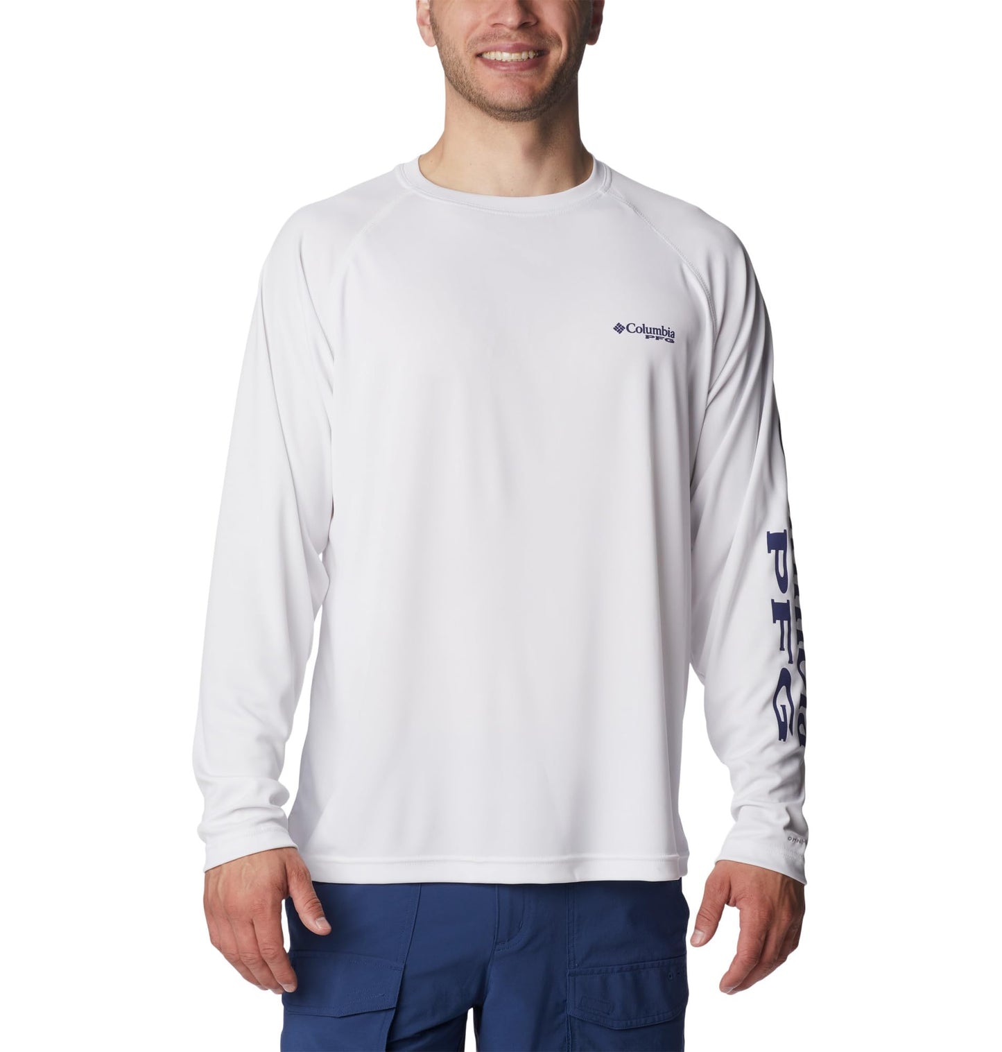 Columbia Men’s Pfg Terminal Tackle Long Sleeve Tee, White/Nightshade Logo, XX-Large