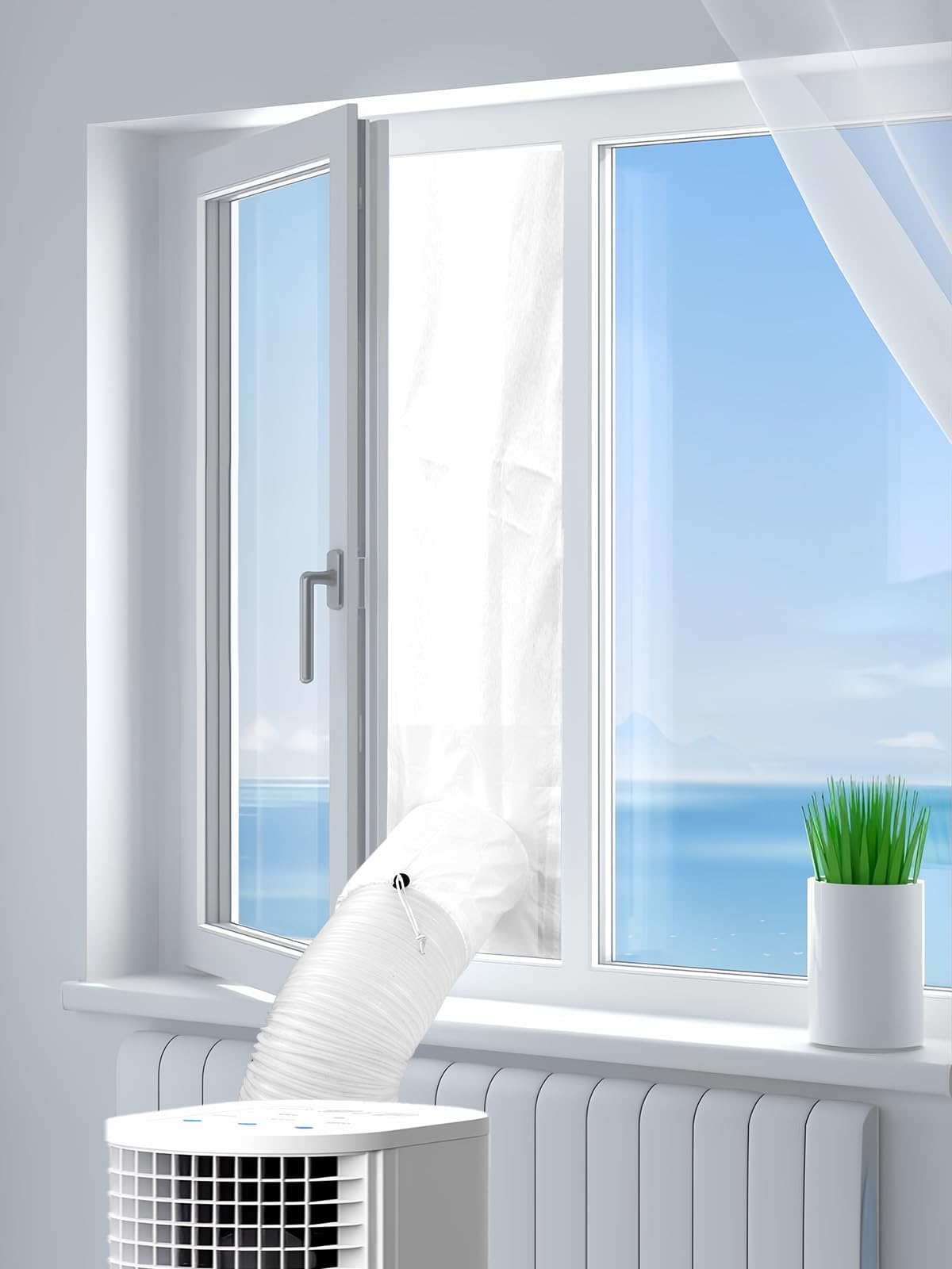 500CM (196 inch) Universal Window Seal for Portable Air Conditioner and Tumble Dryer, Sealing AC Vent Kit with Adhesive Fastener