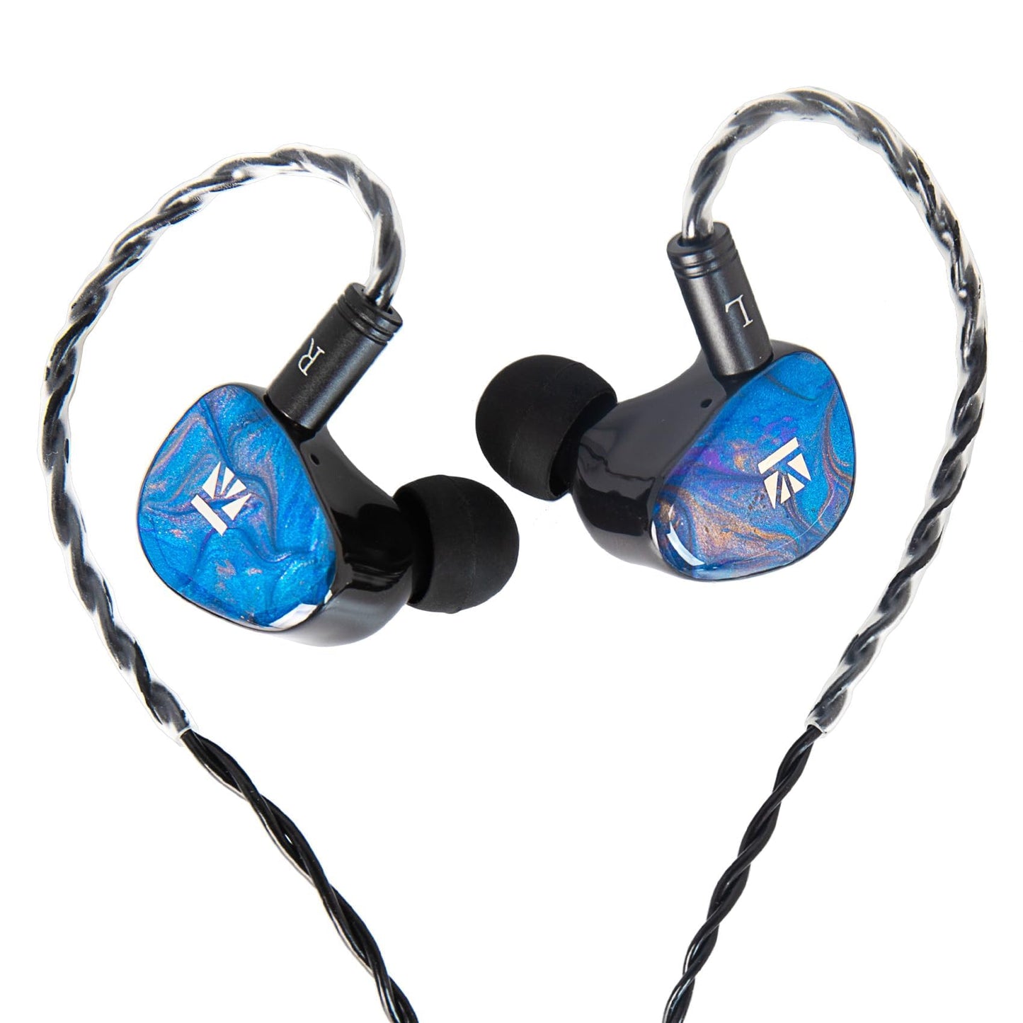 KBEAR KB02 Colorful Resin Shell in Ear Monitor Headphones, Bone Conduction Dynamic Driver Wired Earbuds, IEM Headphones HiFi Earphones with 2Pin 4N OFC Cable 3.5mm Plug for Singers Musicians, Blue