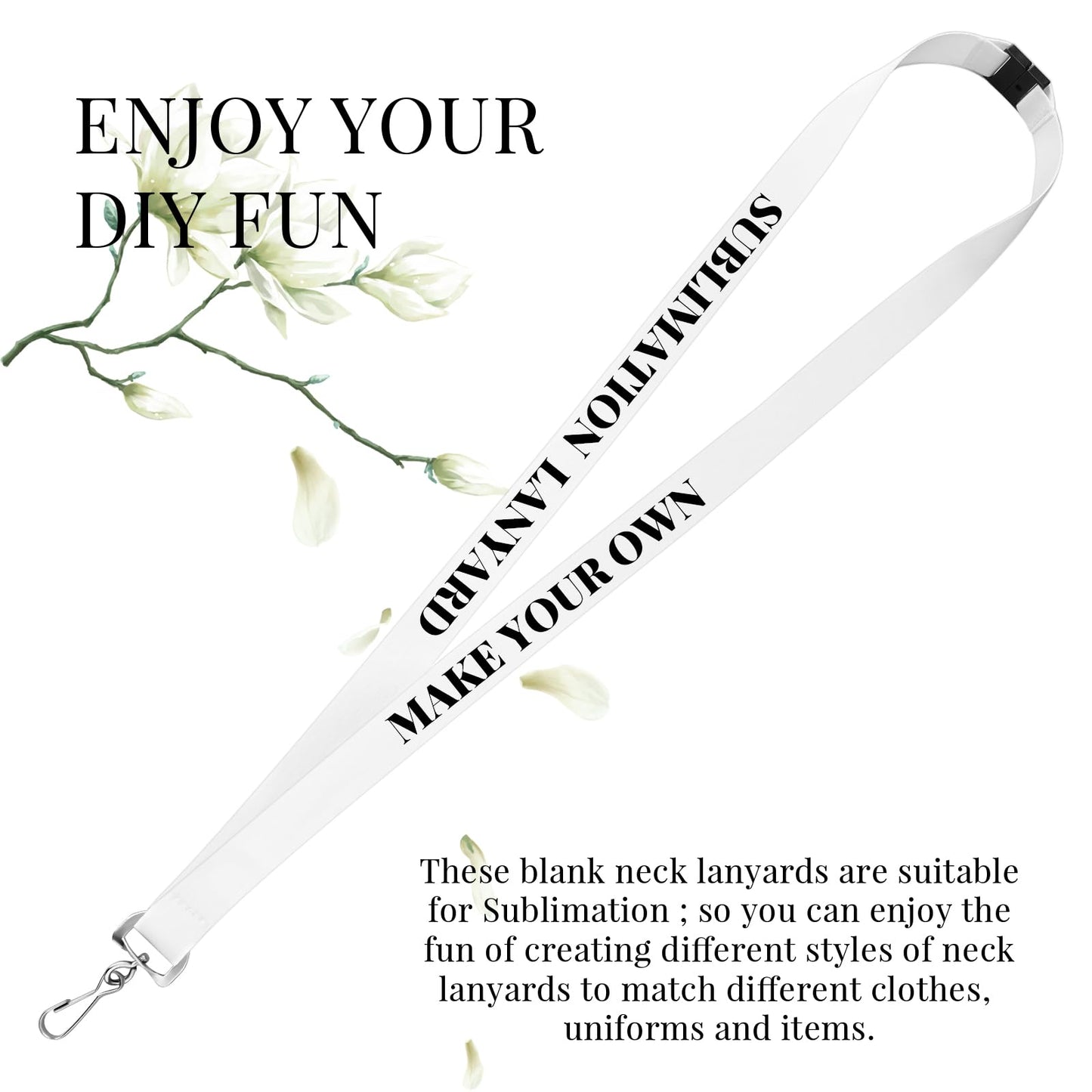 Yeaqee Pack of 30 Sublimation Lanyard Blanks Breakaway with Detachable Buckle White Heat Transfer Lanyards for Custom Personalized Bulk for ID Card Badge Holder Teachers Workers