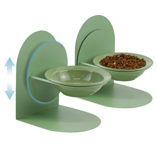 2-Pack Adjustable Cat Bowls with Magnetic Iron Stand & Ceramic Bowls – Dual Height & Angle Adjustable, Non-Slip Design for Comfortable Feeding