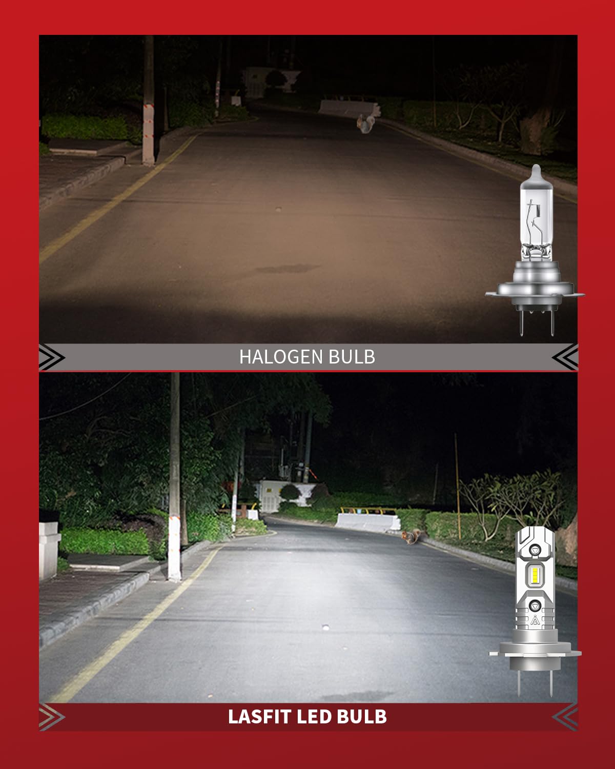 LASFIT 2026 𝐍𝐨𝐢𝐬𝐞𝐥𝐞𝐬𝐬 H7 LED Headlight Bulb, 600% Brighter Halogen 1:1 Fanless Replace, 300M Sight 6000K White No Adapter Need, Canbus No Error Automotive Front/High/Low Dual Beam Car light