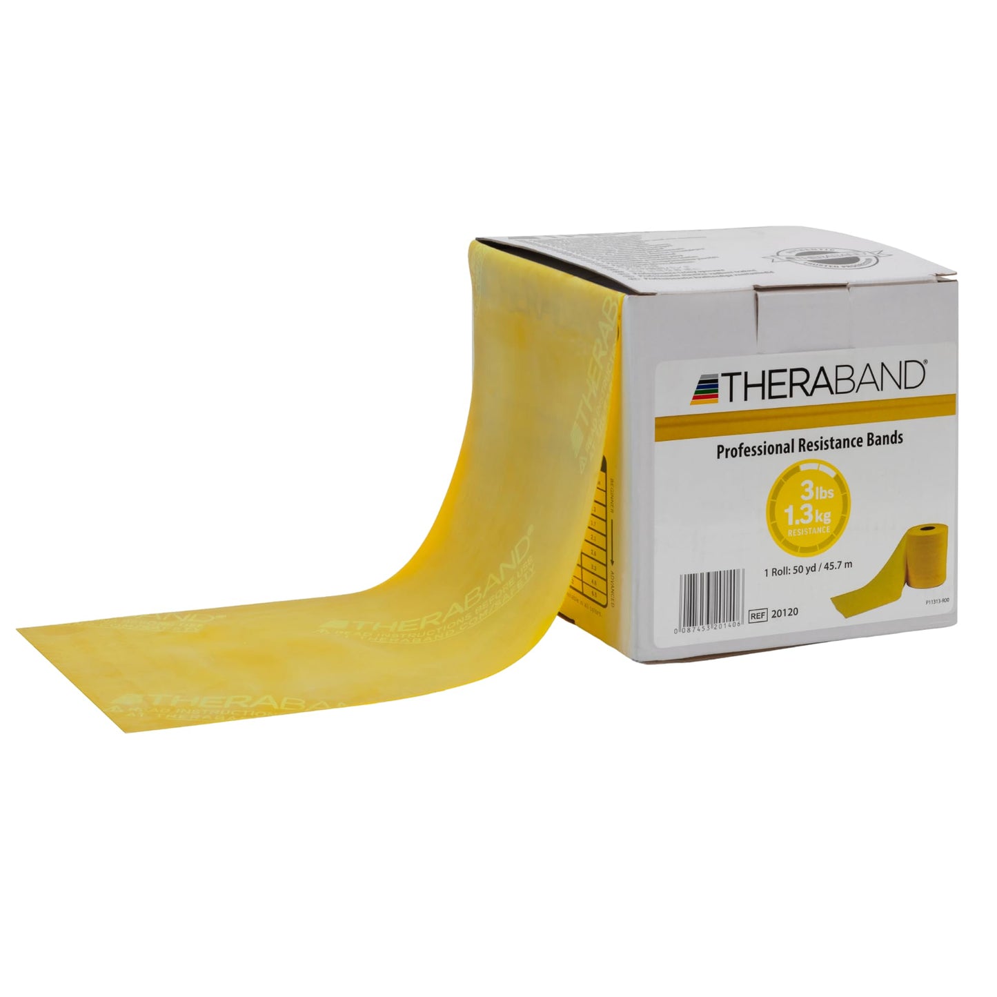 TheraBand Resistance Bands, 50 Yard Roll Professional Latex Elastic Band For Upper & Lower Body & Core Exercise, Physical Therapy, Pilates, At-Home Workouts, & Rehab, Yellow, Thin, Beginner Level 2