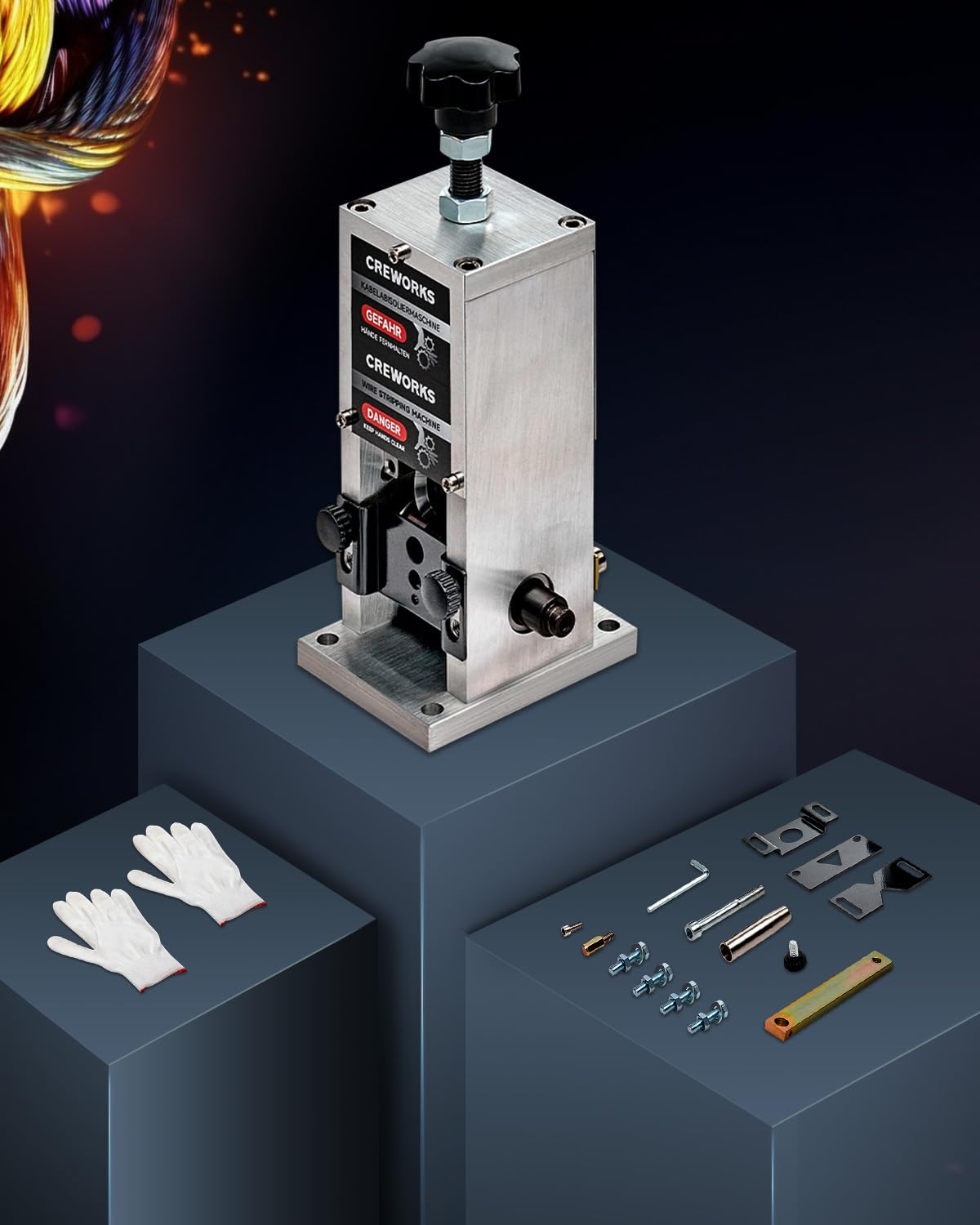 CREWORKS Manual Wire Stripper Machine, 0.06"-1" Wire Stripping Machine, Wire Stripping Tool for 1.5-25mm Scrap Wire, Drill Powered Cable Stripper for DIY Cable, Copper Wire Stripper for Leftover Cable