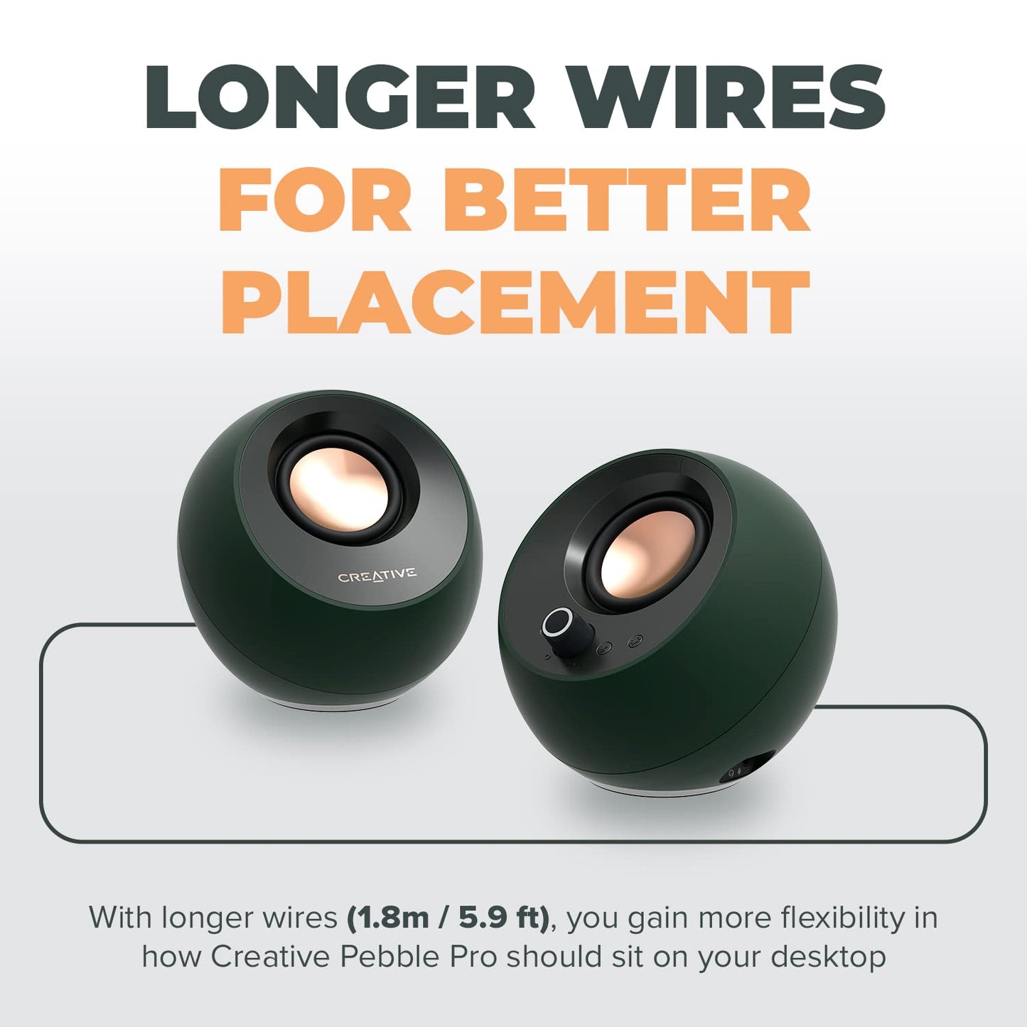 Creative Pebble Pro Minimalist 2.0 USB-C Computer Speakers with Bluetooth 5.3 and Customizable RGB Lighting, Clear Dialog and BassFlex Tech, USB Audio, Headset Port, for PC and Mac …