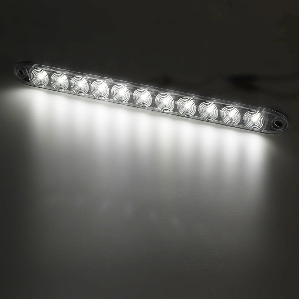 Partsam 2Pcs 15" Inch White Led Trailer Reverse Backup Light Bars Clear Lens, Sealed 11 LED Flange Mount Trailer Truck 15" Inch Reverse White Light Bar Utility Marker Light Bar RV Front Access Light