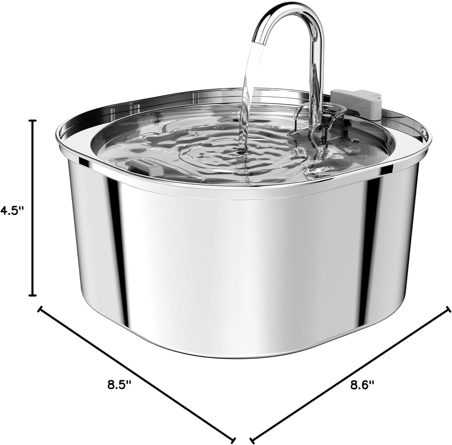 PEKTACO Cat Water Fountain - Automatic Pet Water Fountain Dog Water Dispenser Replacement Filters, 3.2L/108oz Stainless Steel Water Fountain for Cats Inside