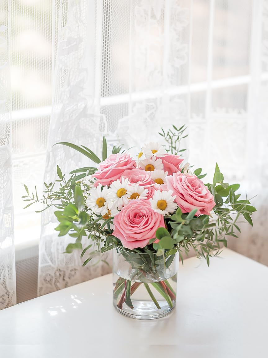 12pcs Glass Cylinder Vases for Centerpieces | 4 Inch Tall Flower Vase for Wedding Decorations, Clear Floating Candle Vases in Bulk, Hurricane Candle Holders for Table, Home Décor