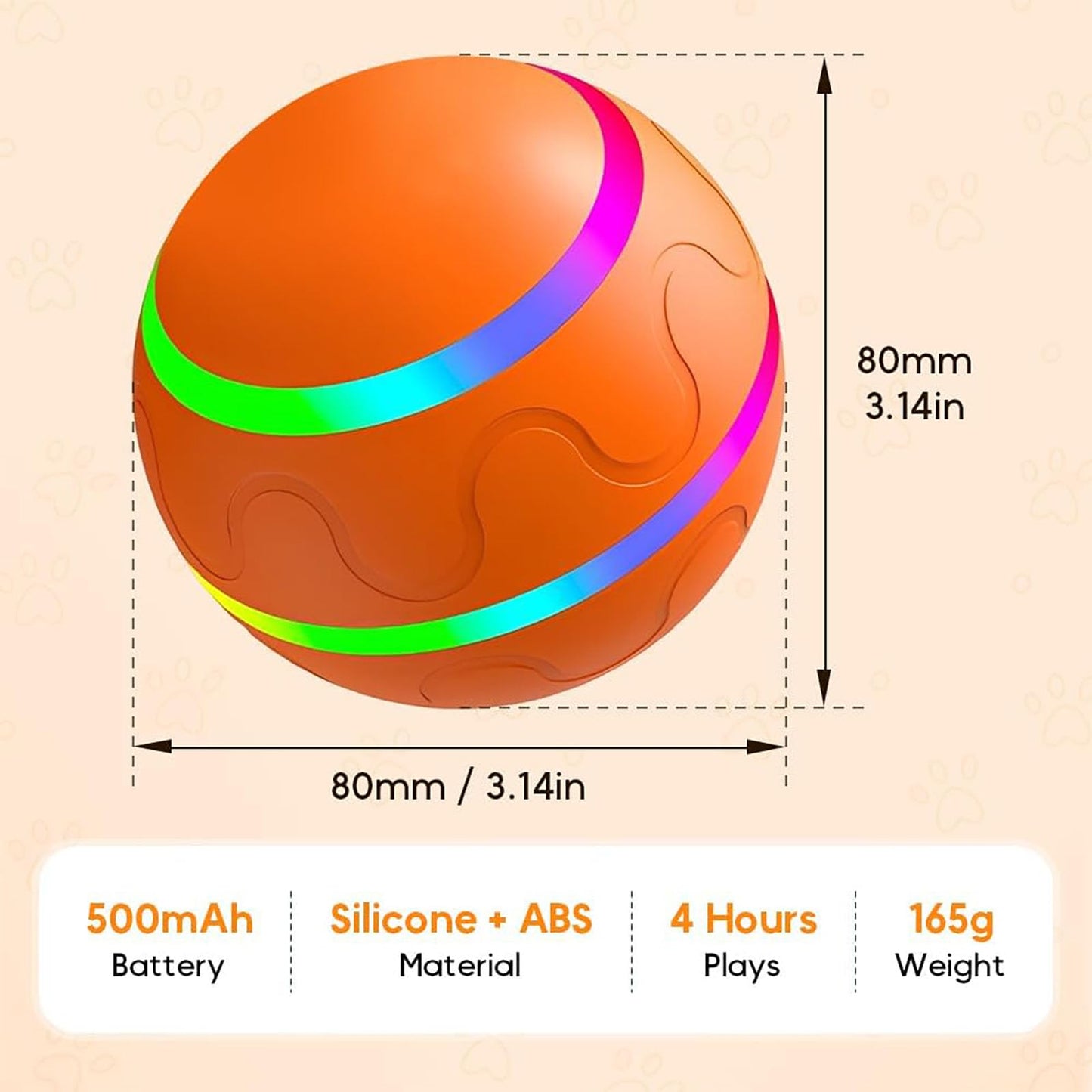 BEFYUS Interactive Dog Toy Ball - Smart Cat Interactive Ball and Self Moving Bouncing Rotating Wicked Air with Rechargeable，Active Rolling Ball for Dogs/Cats