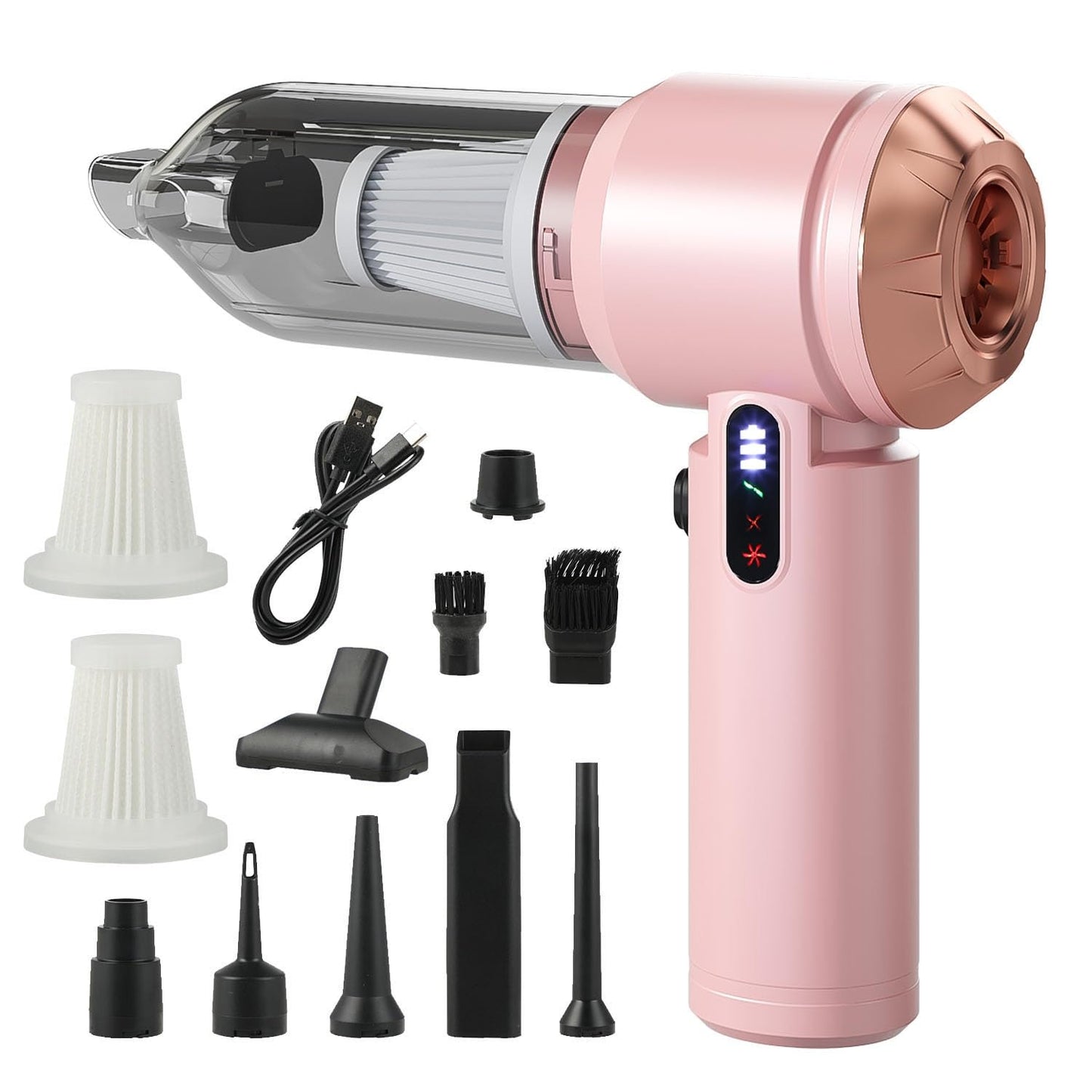 Car Vacuum Cleaner Cordless Handheld Small Vacuum Cleaners 26000PA Powerful Portable USB 3 Modes Mini Vacuum for Home Office car pet Kitchen