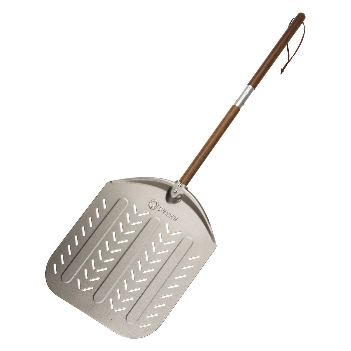 Q Pizza Perforated Aluminum Pizza Peel with Detachable Long Wood Handle, 12" Pizza Paddle Outdoor Pizza Oven Accessory for Baking Bread Pastry Dough Pie & Cake, Suits for ooni Grill Pizza Oven, PT203