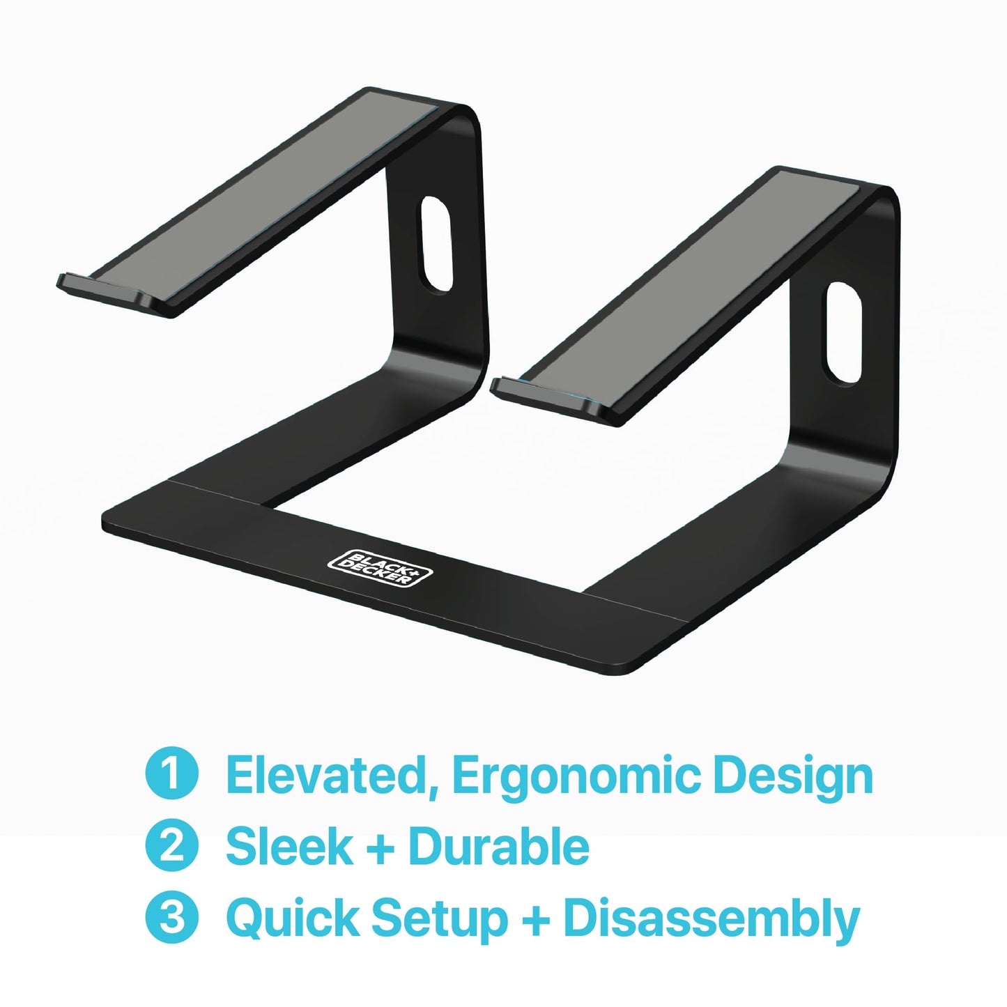 BLACK+DECKER Laptop Stand for Desk - Ergonomic Laptop Stand for Desk - Laptop Riser Compatible with MacBook Notebook Computer - Laptop Holder Computer Stand - Laptop Accessories