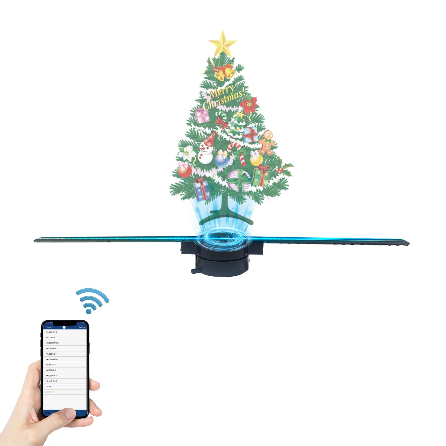 WANTHER 3D Hologram Fan,16.5-inch Holographic Fan Projector WiFi with 700 Library Video,Animated Holographic Display for Business Stores, Shops, Holidays (16.5-inch (APP+WiFi))
