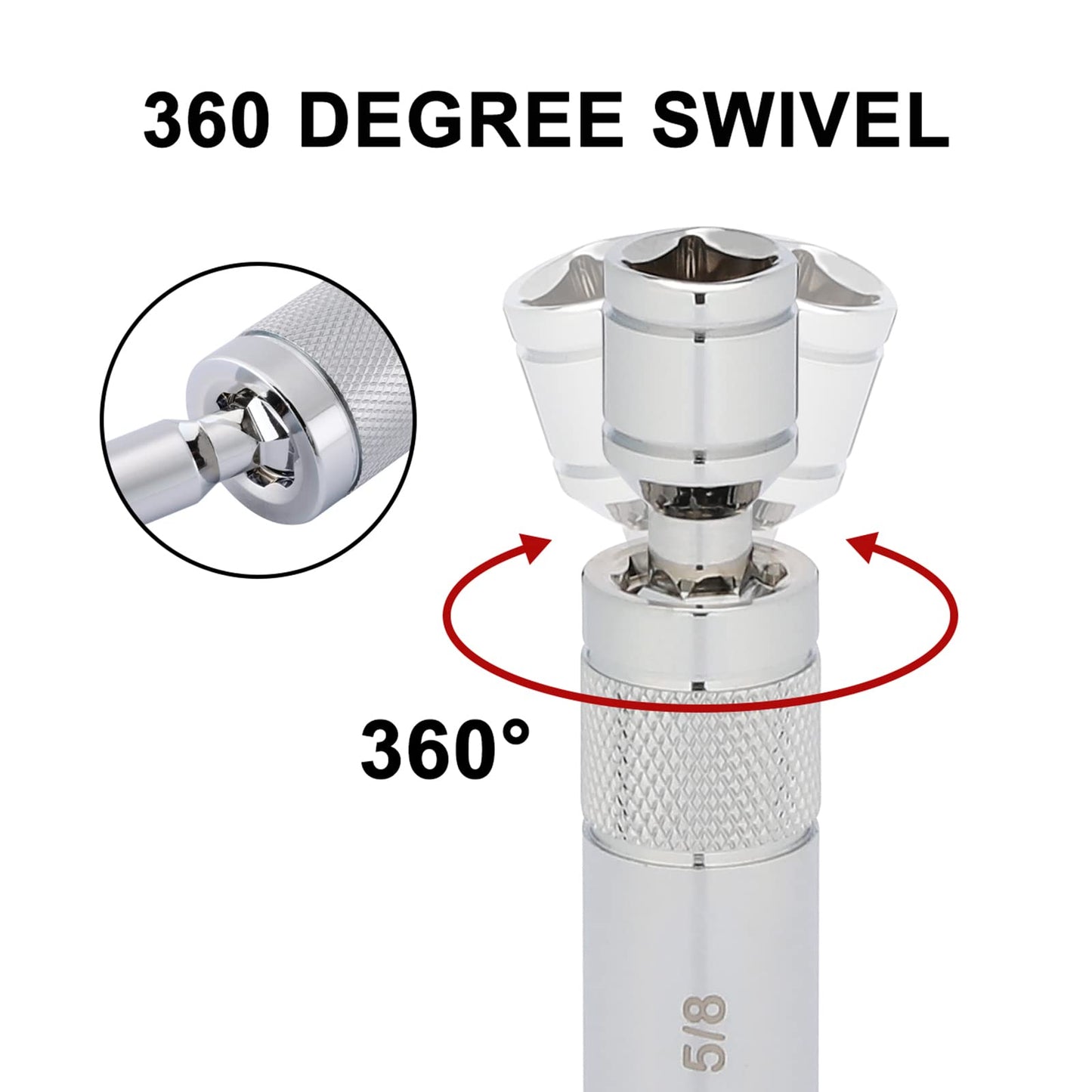 Mayouko 6PCS 3/8" Drive Thin Wall Magnetic Swivel Spark Plug Socket, 12 Point, 1MM Thin Wall, 14MM, 9/16", 5/8", 13/16"