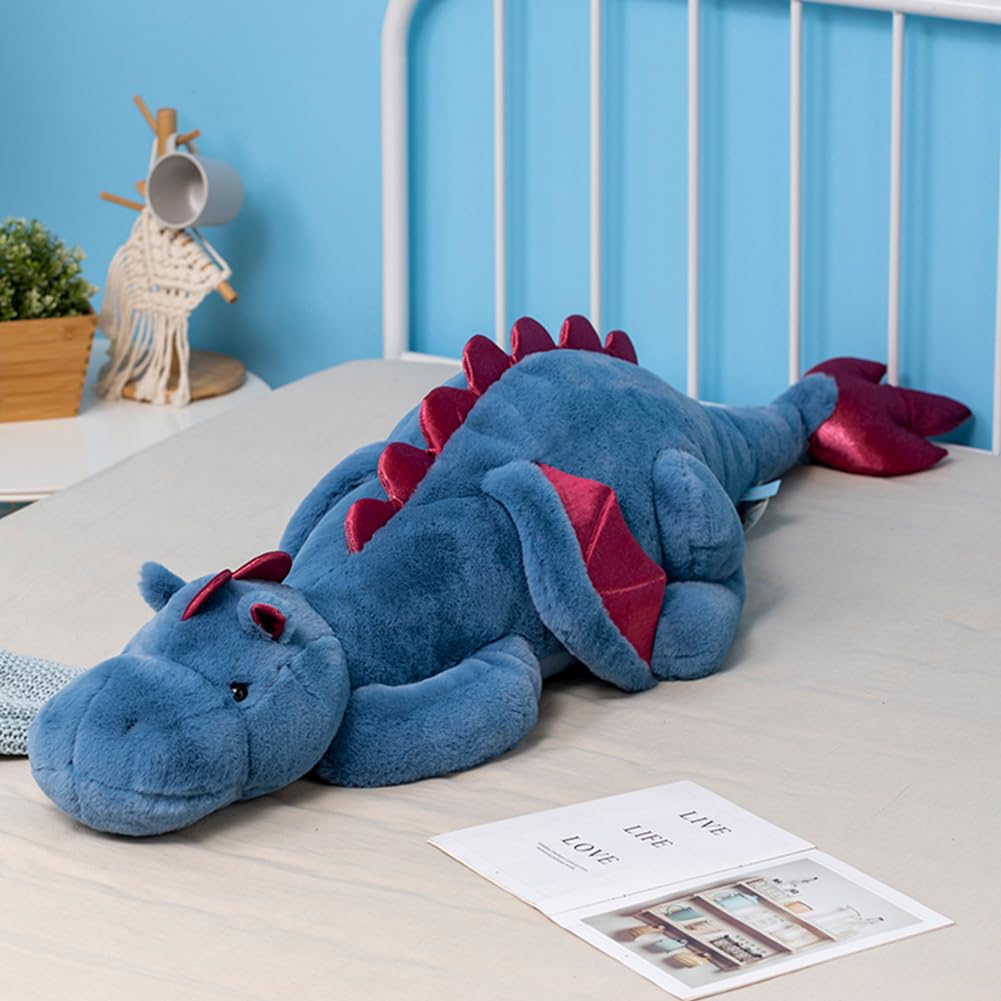 5Lbs Weighted Dragon Stuffed Animal, 35.4Inches Medium Plush Dragon Toy for Kids, Pink White Green and Blue Available.Very Cute Plushie Dragon