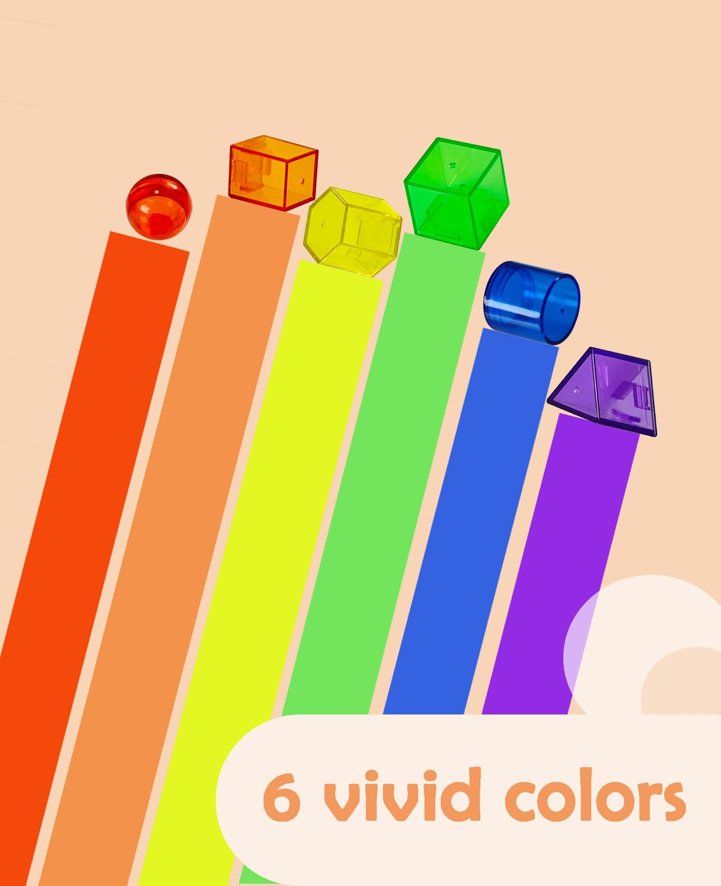 Joswisch 60 PCS 3D Shapes for Teaching, Geometric Solids - Geometric Shapes for Kids, Light Table Manipulatives, 3D Shapes Light Table Toys, Math Manipulatives for Classroom