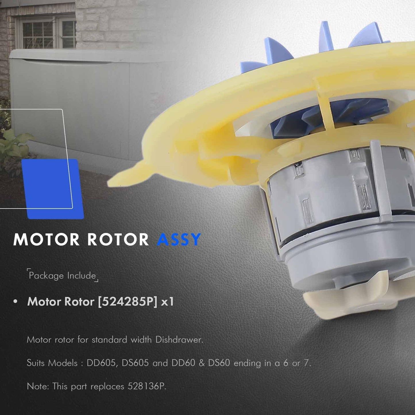 Upgraded 524285P Motor Rotor Assembly PH5 Fit for Fisher & Paykel/DSC Dishwasher DishDrawer Pump, Suits Models DD605, DS605, DD60S, DD60D, DD24S, DD24D, DD224, DDSDF, Replace# 528136P