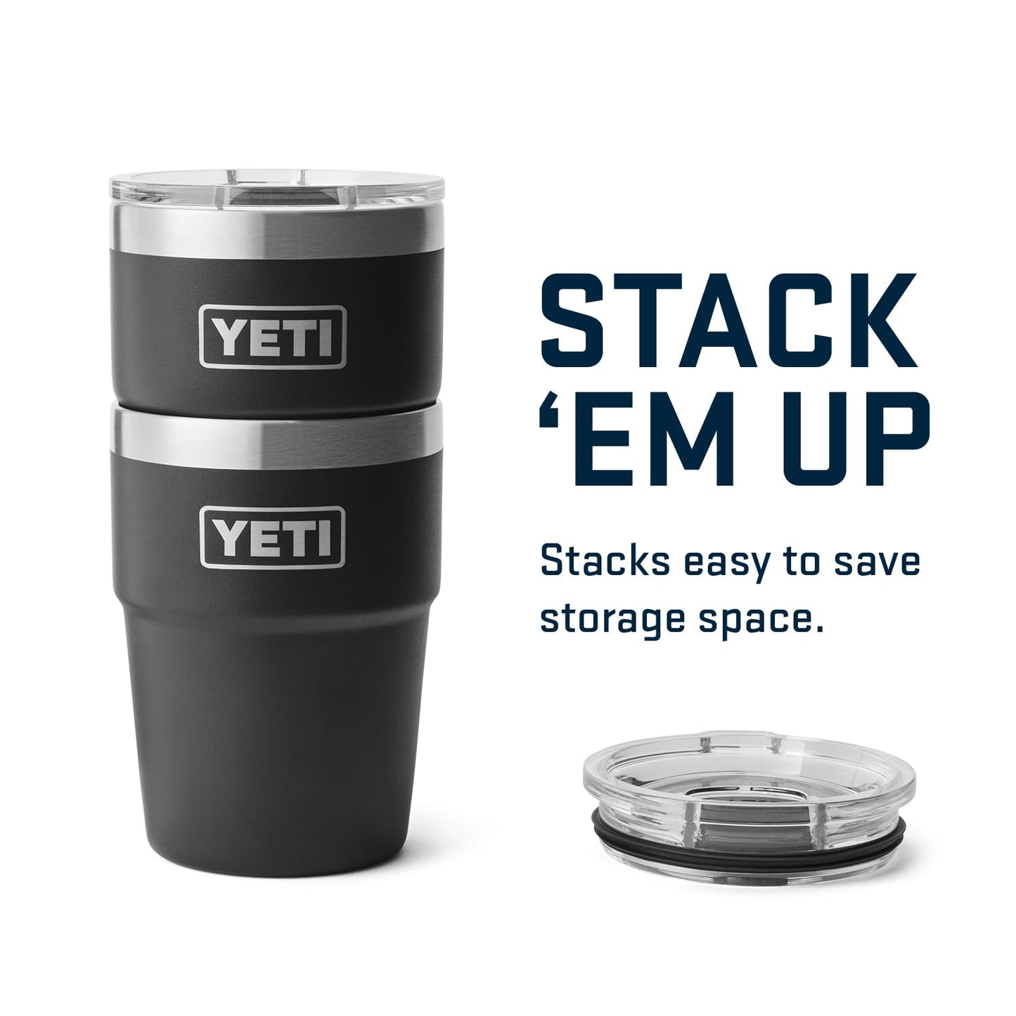YETI Rambler 16 oz Stackable Tumbler, Vacuum Insulated, Stainless Steel with MagSlider Lid, Black