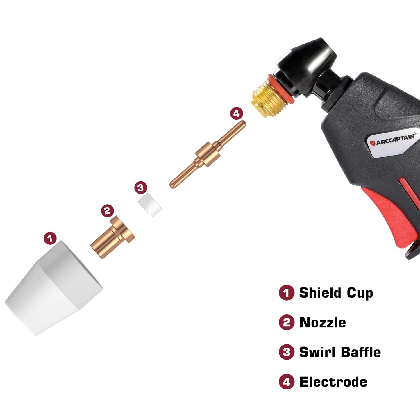 ARCCAPTAIN 110PCS PT31 Plasma Cutting Consumables Fit CUT-45 CUT-50 CT-312 with Plasma Cutter Torch PT-31 JG-40 LG-40