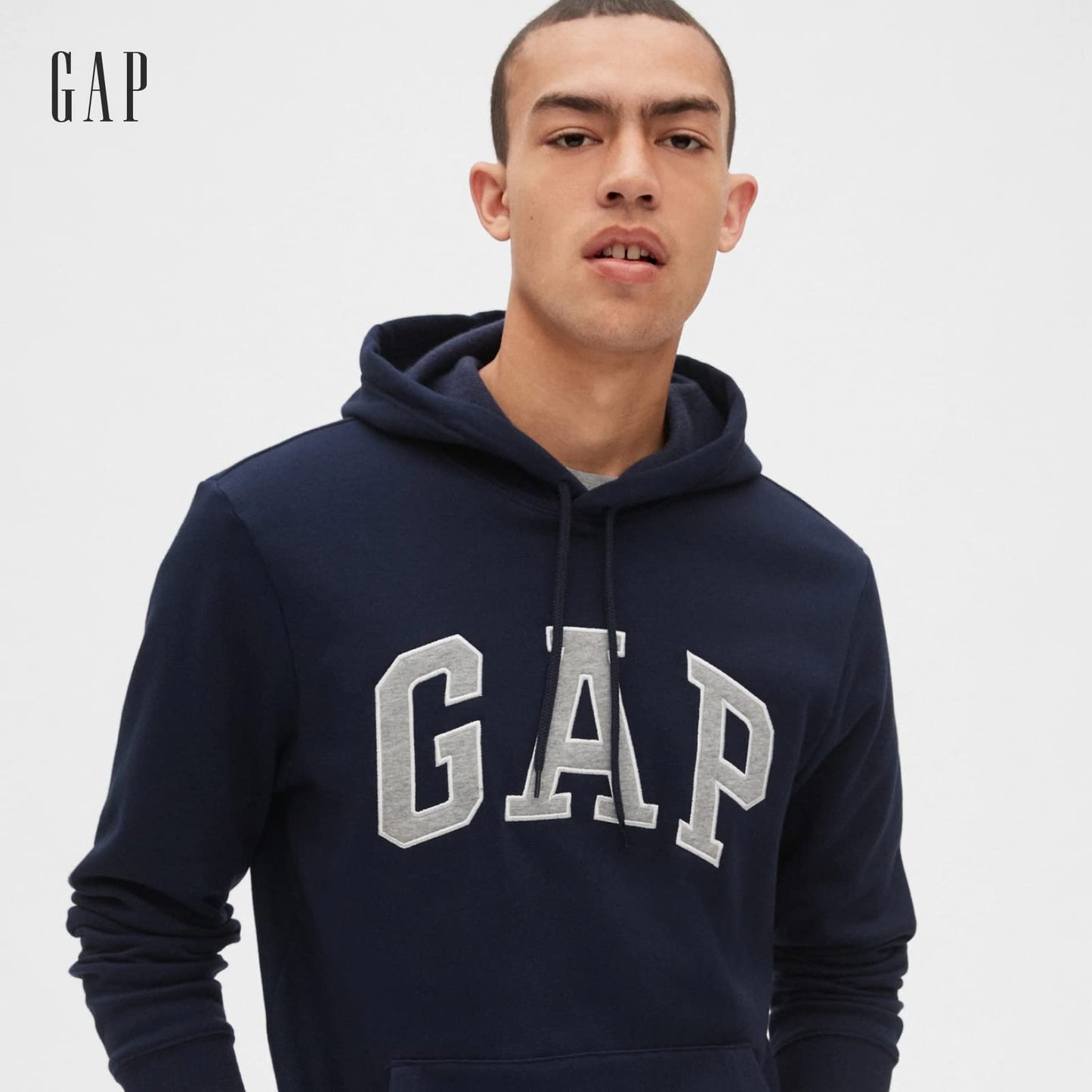 GAP Men's Logo Fleece Hoodie Hooded Sweatshirt, Crimson Red, Large