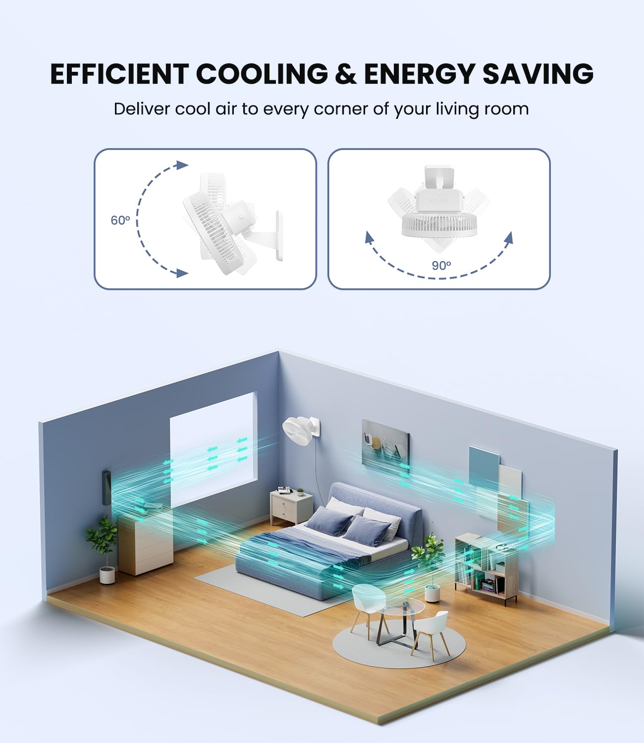 LEMOISTAR 10 Inch Oscillating Wall Mounted Fan with Remote Control, High Velocity 4 Speeds Timer, Adjustable Tilt, Ultra Quiet,for RV Bedroom Garage Office-White