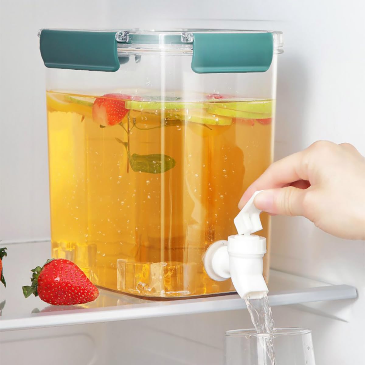 Elsjoy 2 Pack Plastic Drink Dispenser with Spigot, 0.9 Gallon (3.5 L) Beverage Dispenser Cold Drink Container for Iced Tea, Lemonade, Fridge, Bar, Party, Lock Lid