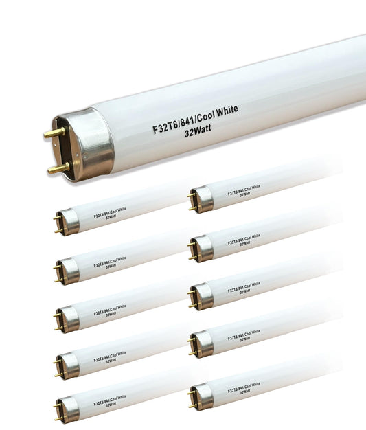 (10 Pack) 1.2M F32T8/841 Fluorescent Tube Light Bulb, 4 Foot 32Watt/TL841 CW Cool White 4100K, 800 Series High CRI 86, 2800 Lumen,G13 Medium Bi-Pin Base