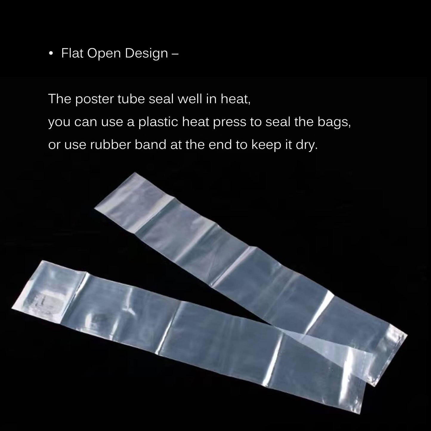 Long Plastic Poly Bags 12x40 Inch 50 Pack Poster sleeves, 2 Mil Clear Flat Open Blueprint Storage Poster Tube for Large Narrow Items, Waterproof