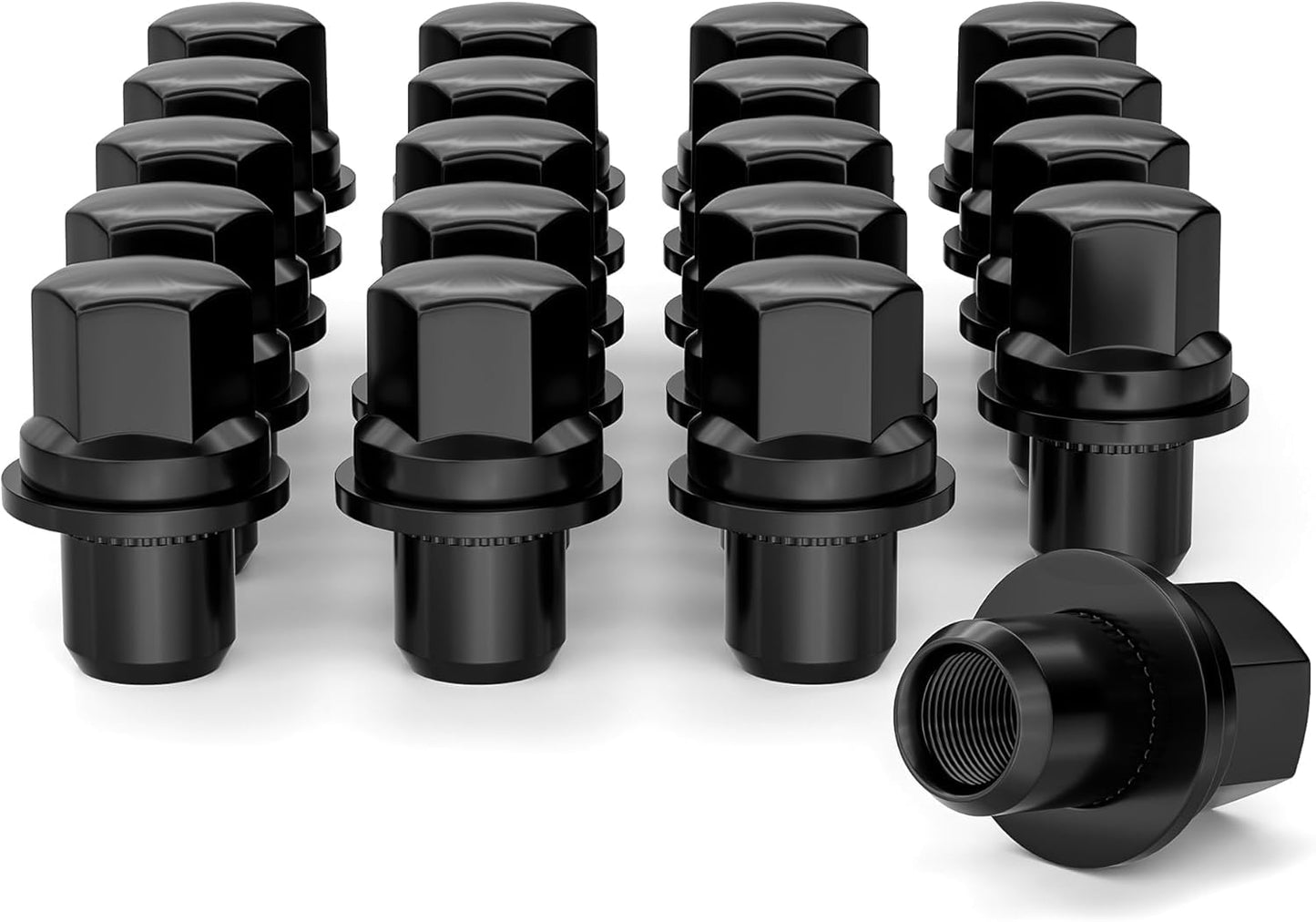 EZISOE 1.83" Black 20PCS 14x1.5 Closed End Bulge Acorn Lug Nuts - Mag Seat - 0.87" Hex Wheel Lug Nuts for Land Rover LR3 LR4 Range Rover & Sport