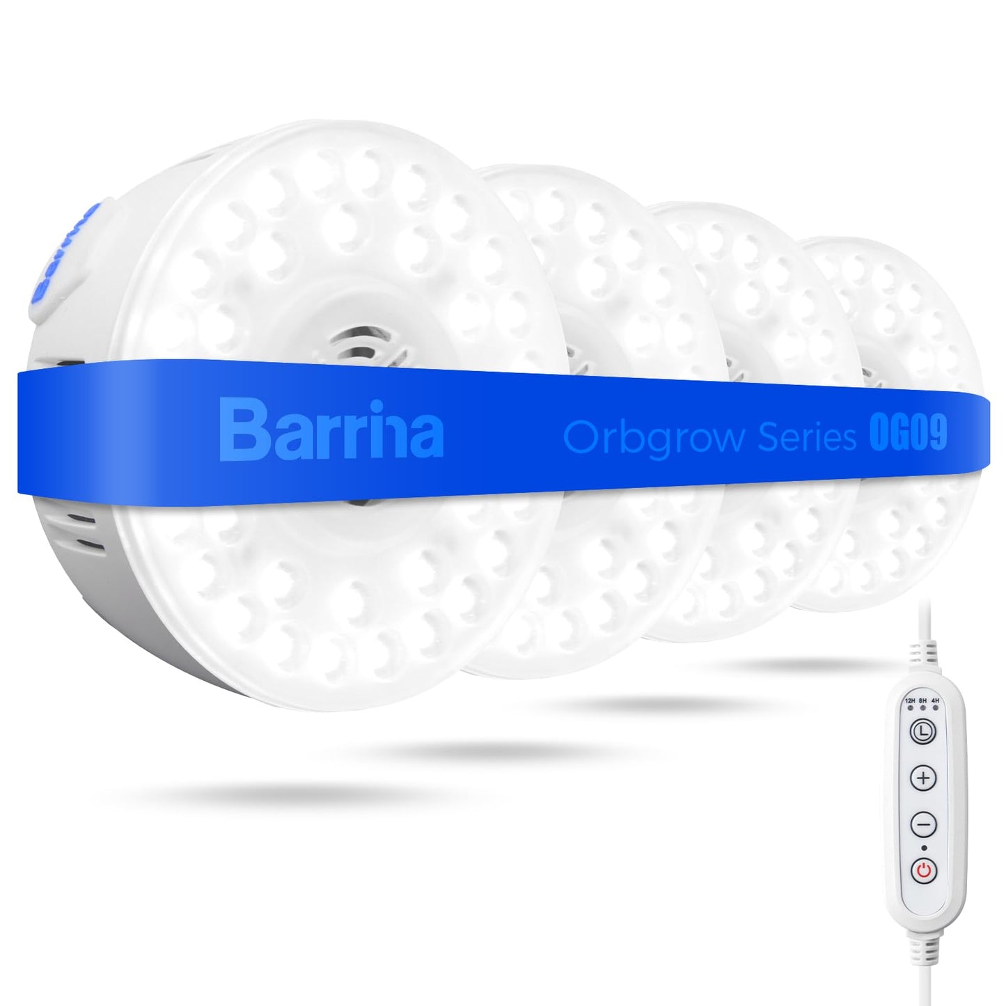 Barrina Orbgrow OG09 Puck Grow Light, 5000K 36W(4 x 9W, 540 Watt Equiv), Full Spectrum Plant Light for Indoor Plants, Magnetic & Linkable with Smart Timer, 5 Levels Dimmable for Plant Shelf, 4 Packs