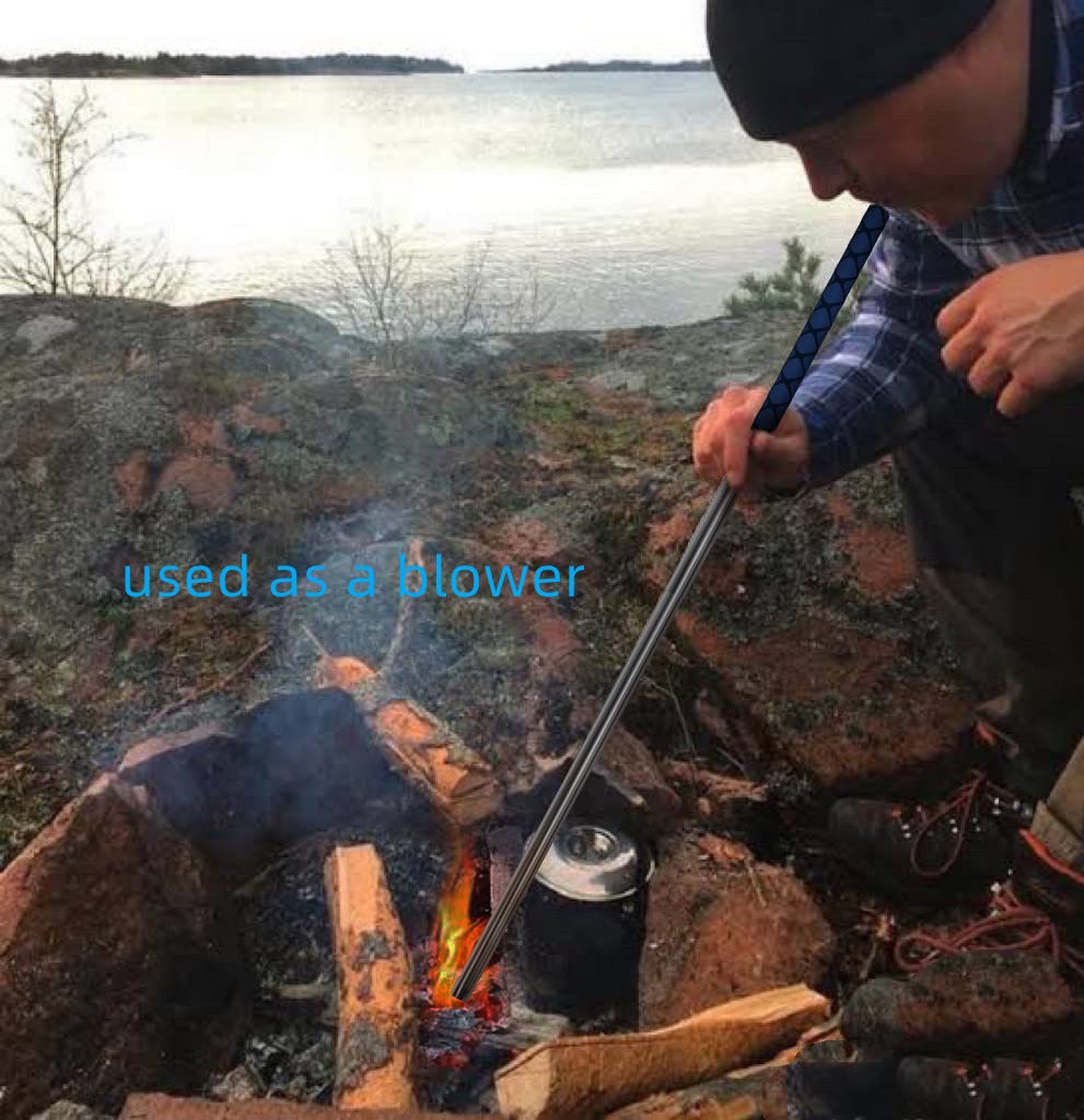 49 Inches Fire Poker for Fire Pit Outdoor, Extra Long Campfire Poker Blower, Stainless Steel Fireplace Tools Indoor