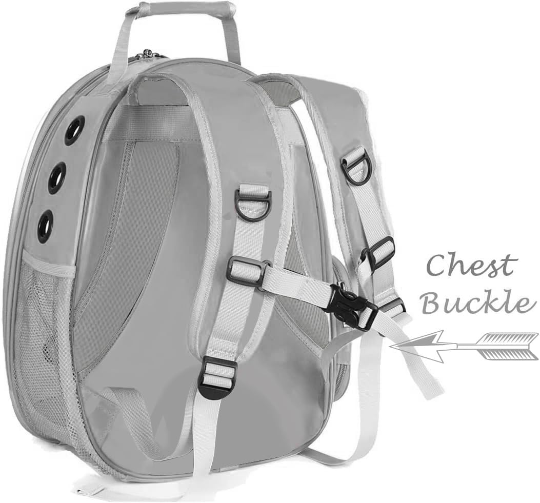 Space Capsule Astronaut Pet Backpack Carrier for Cat and Small Dog, Clear Bubble Dome Window with Soft Pillow, Airline Approved (Grey)