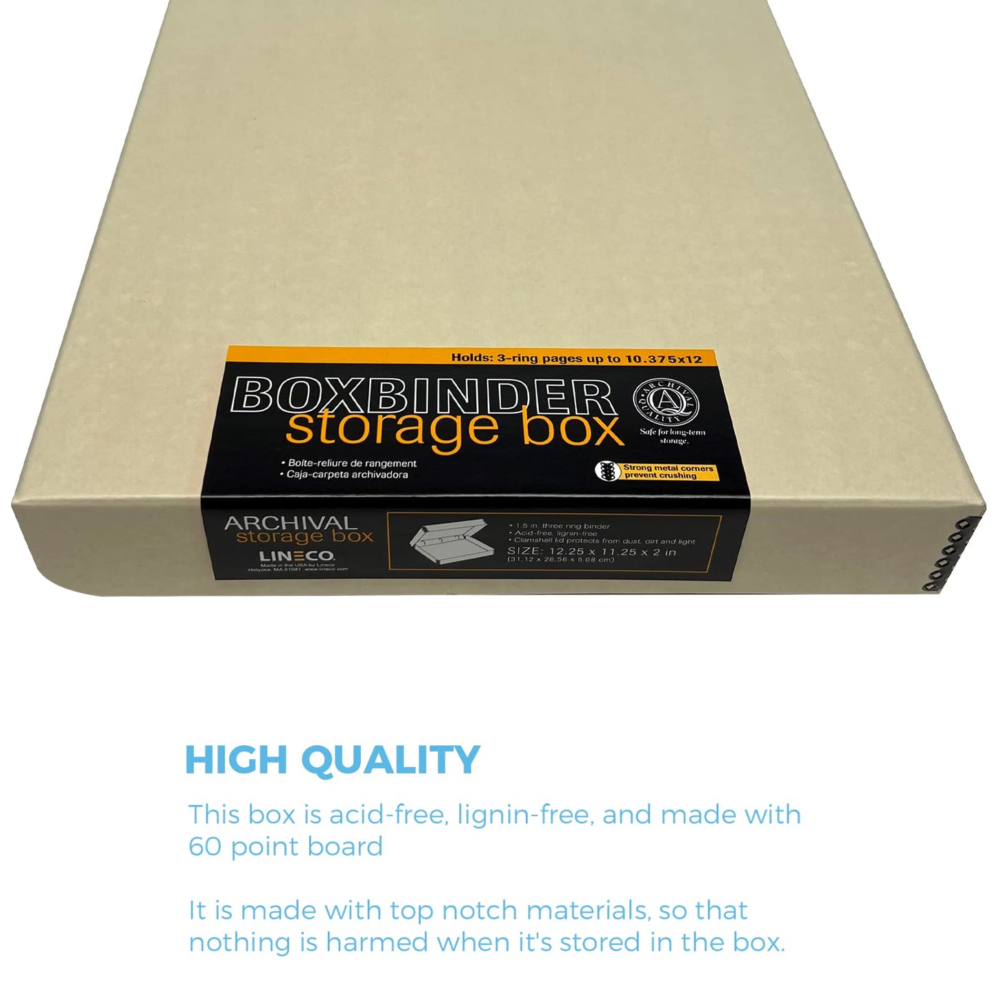 Lineco, Archival Tan 3-Ring Binder Preservation Album Box 12.25 x 11.25 x 2 Inch. Unique Design to Store, Preserve, Organize Photos, Art, Photography, Crafts Acid-Free
