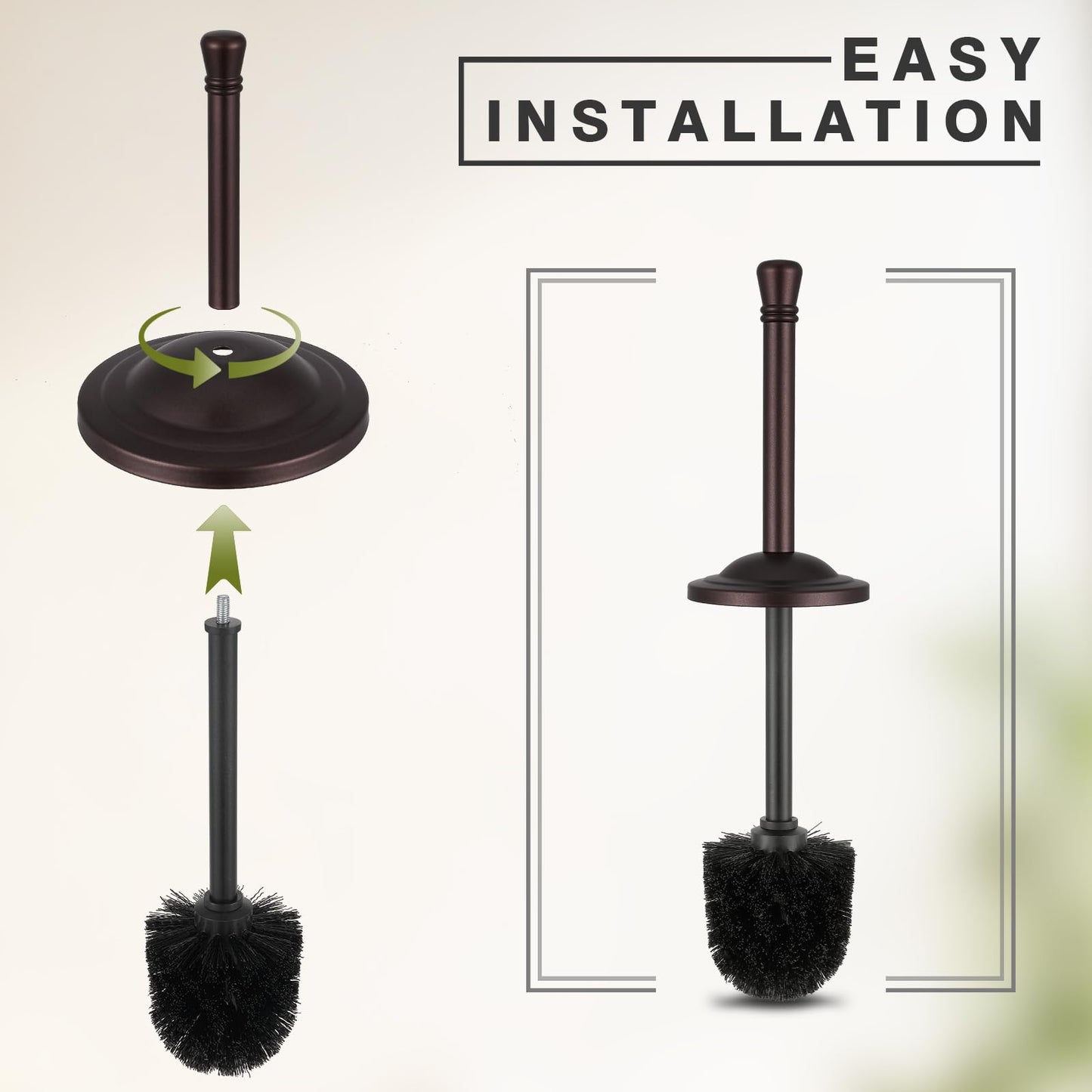 Bronze Stainless Steel 304 Toilet Brush and Holder,Toilet Bowl Brush with Long Handle for Bathroom,Toilet Cleaner Brush-Space,Saving,Covered Brush,Durable, Deep,Cleaning,Splash Resistant