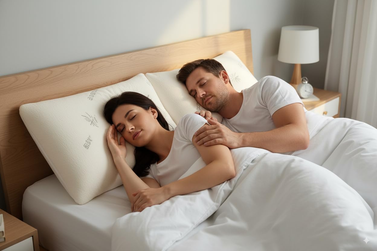 Cooling Gel Bed Pillow – White Bamboo Fiber Pillow for Sleeping, Orthopedic Support, Breathable & Hypoallergenic, Ergonomic Design, Ideal for Back, Side & Stomach Sleepers