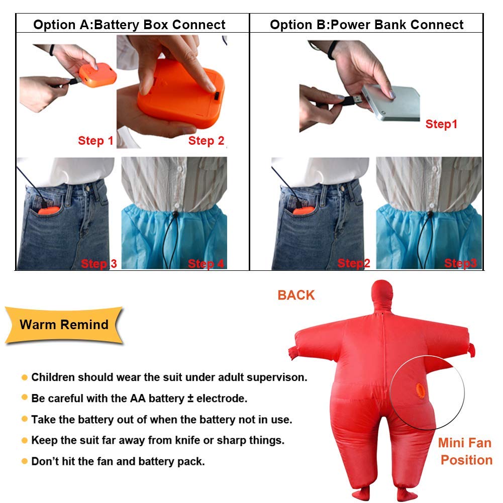 RHYTHMARTS Inflatable Costume Full Body Suit Funny Fancy Dress Cosplay Clothes Party Toy Gift (Red)