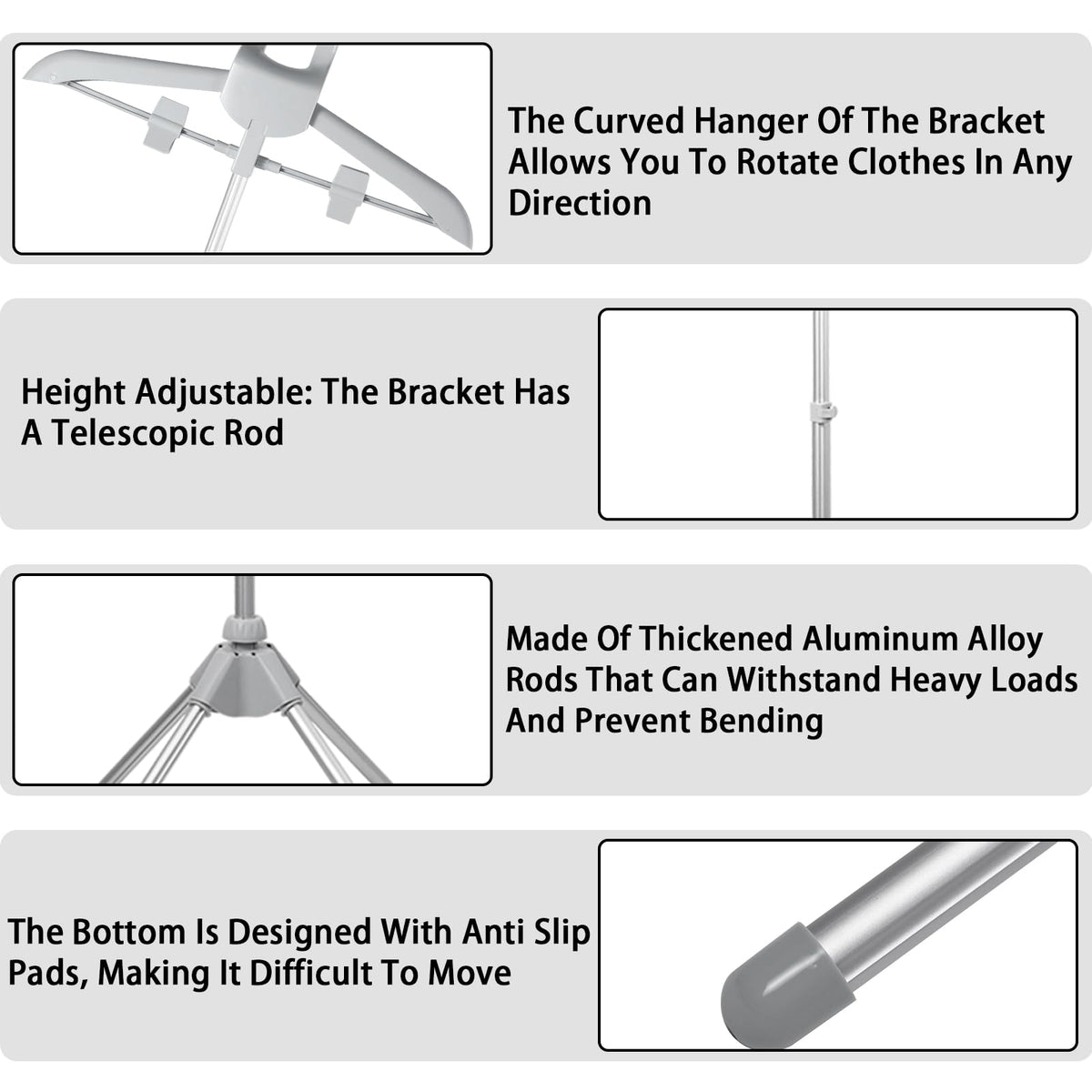 Handheld Garment Steamer Rack, Garment Hanger for Steaming Clothes Stand, Telescopic Garment Steamer Rack, Height Adjustable, Foldable Standing Garment Hanger for Steaming Clothes (grey)