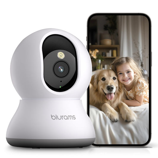 blurams Pet Camera 2K, 360° Indoor Security Camera, Dog Camera with Phone App, PTZ Cameras for Home Security Indoor, 2-Way Audio, Motion Tracking, Color/IR Night Vision, Siren, Cloud&SD (White)