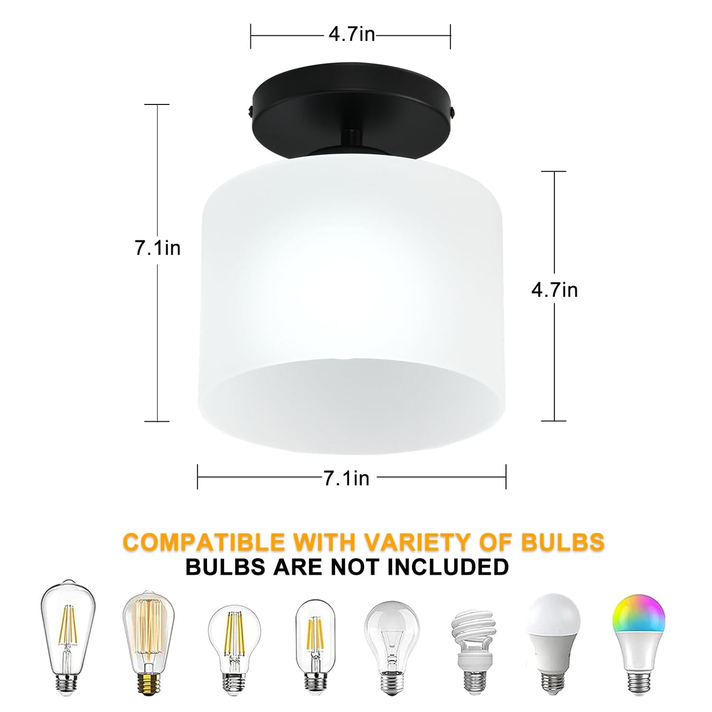 Semi Flush Mount Ceiling Light, Modern Kitchen Lighting Fixtures Ceiling, Rustic Ceiling Light Fixtures, Ceiling Lights with Glass Shade for Hallway Foyer Entryway Bedroom