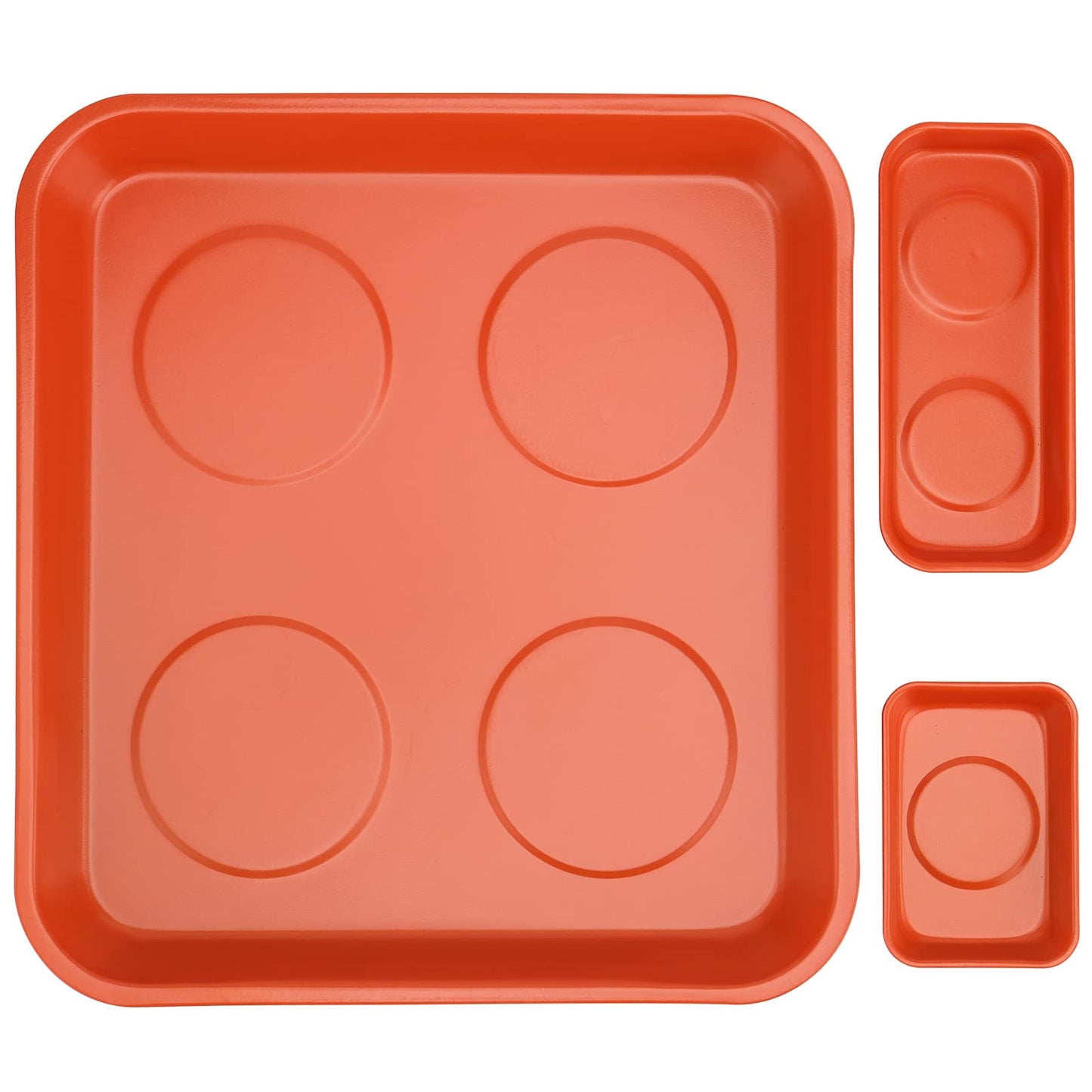 KEILEOHO 10-Piece Magnetic Parts Tray Set, Stainless Steel Magnetic Trays, Heavy Duty Magnetic Tools Tray Holder Square Metal Parts Tray for Screws, Nuts, Bolts Organization, Orange