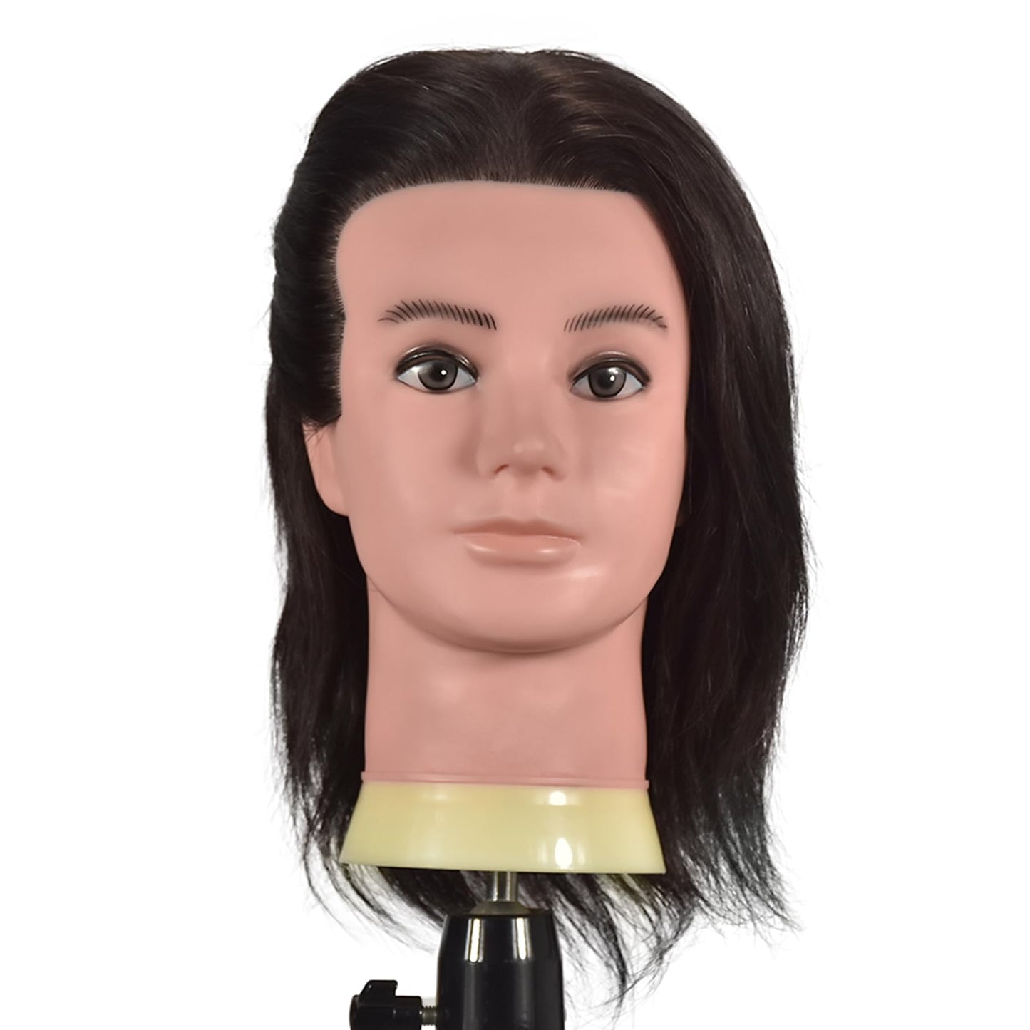 BLTYXT Male Mannequin Head with 100% Human Hair Training Head for Hairdressing Practice