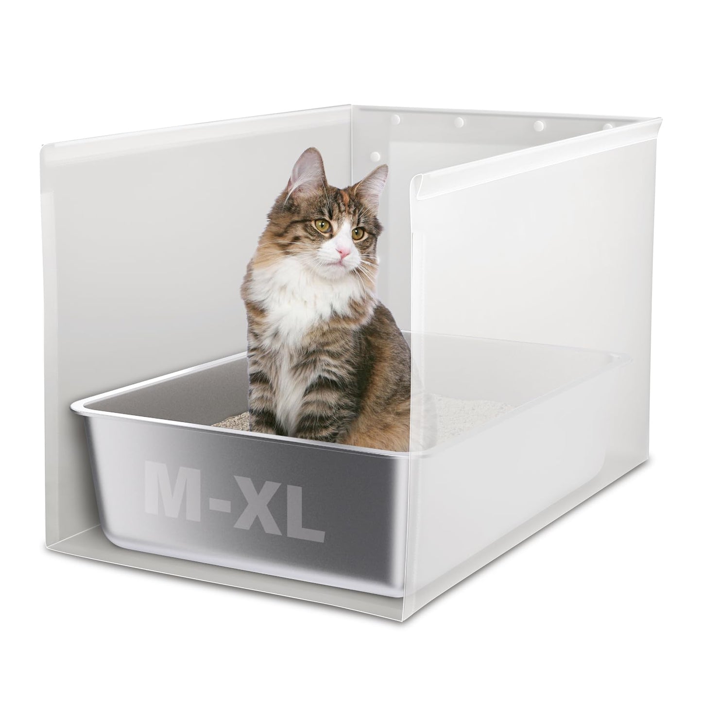 Holintan Litter Box Shield, 23.6"x15.7"x15.7"(Height) XL Litter Box Splash Guard Without Leakage, High Sided Cat Litterbox Pee Shields Easy Clean for Pet Cat/Kitty/Kitten(Without Pan)