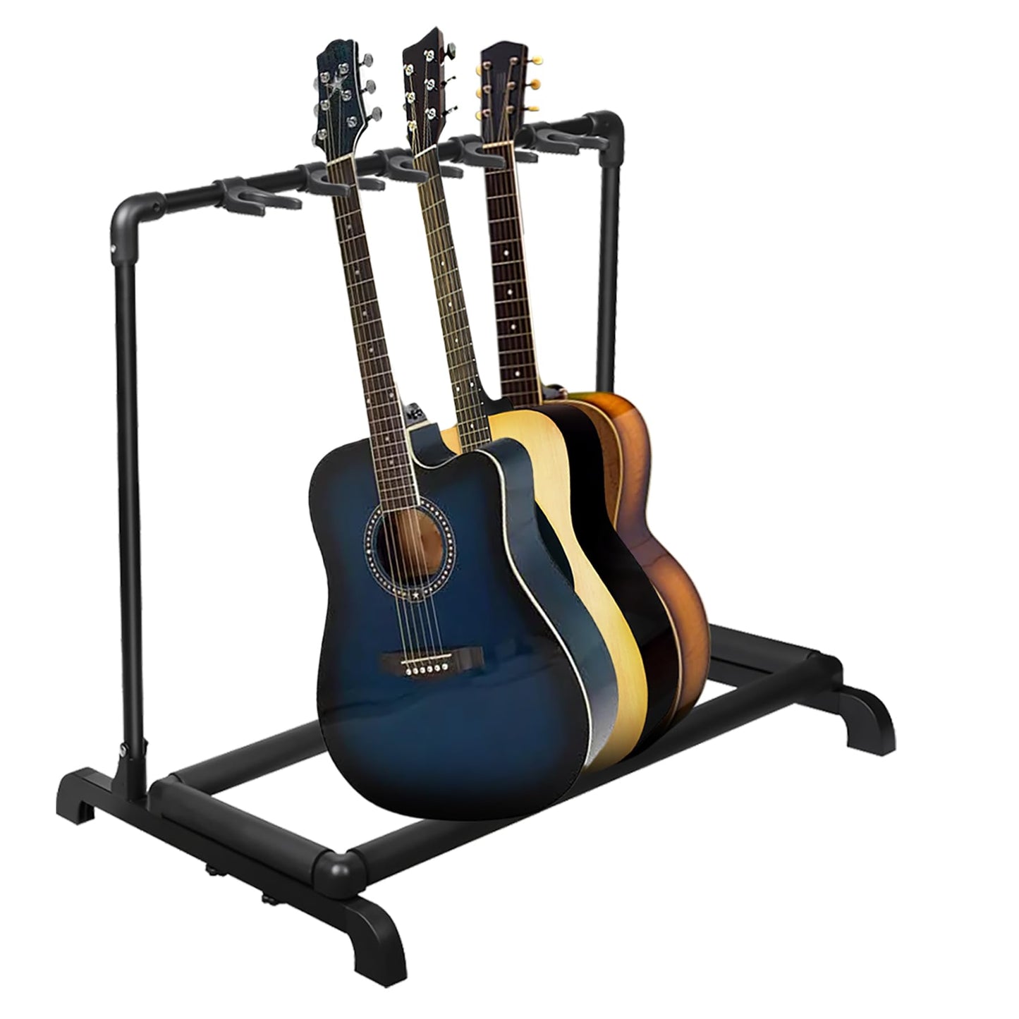 AZOR Multi Guitar Stand Folding 5 Holder Guitar Rack for Acoustic, Electric, and Bass Guitars - Soft Cushioning Sponge Protects Your Instruments - Durable and Stylish Design