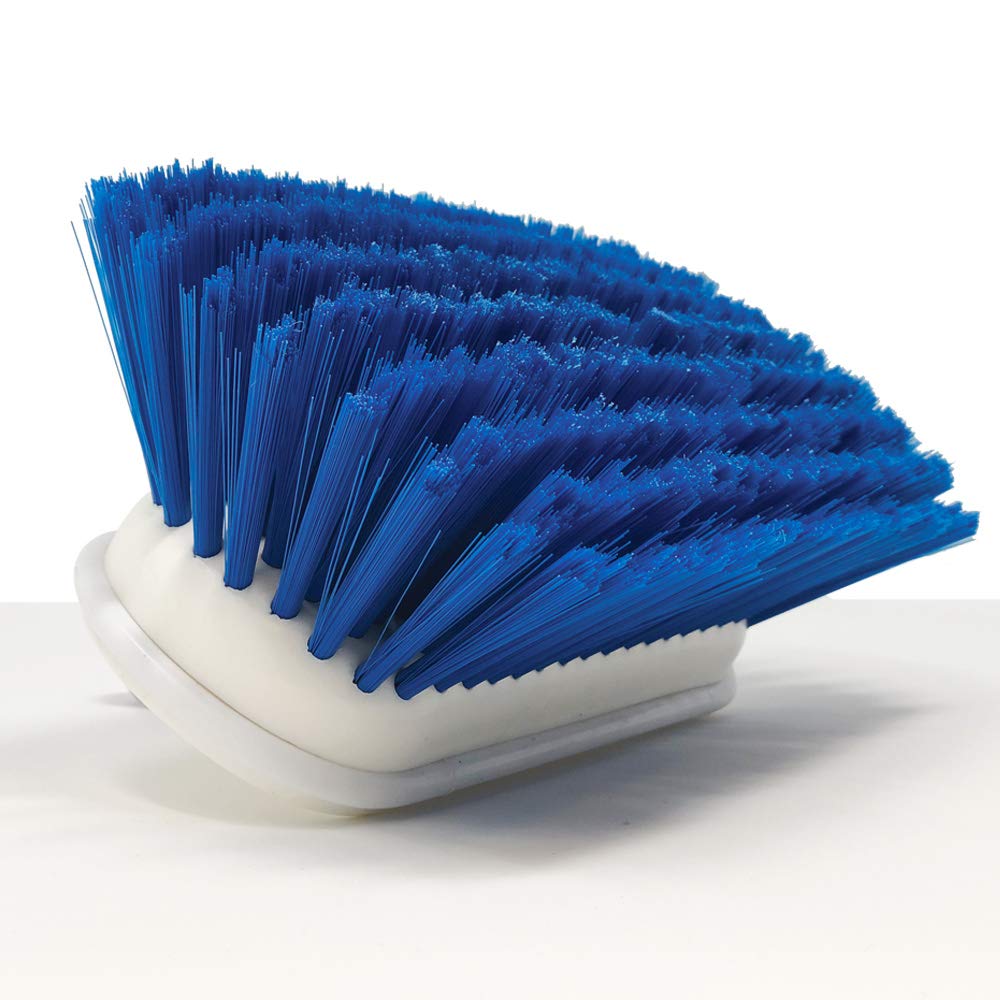 Medium Boat Deck Brush, Heavy-Duty Marine Brush Head, 8" Bristle with Bumper, 3/4" Thread Handle, for RV, Truck, and Auto Cleaning