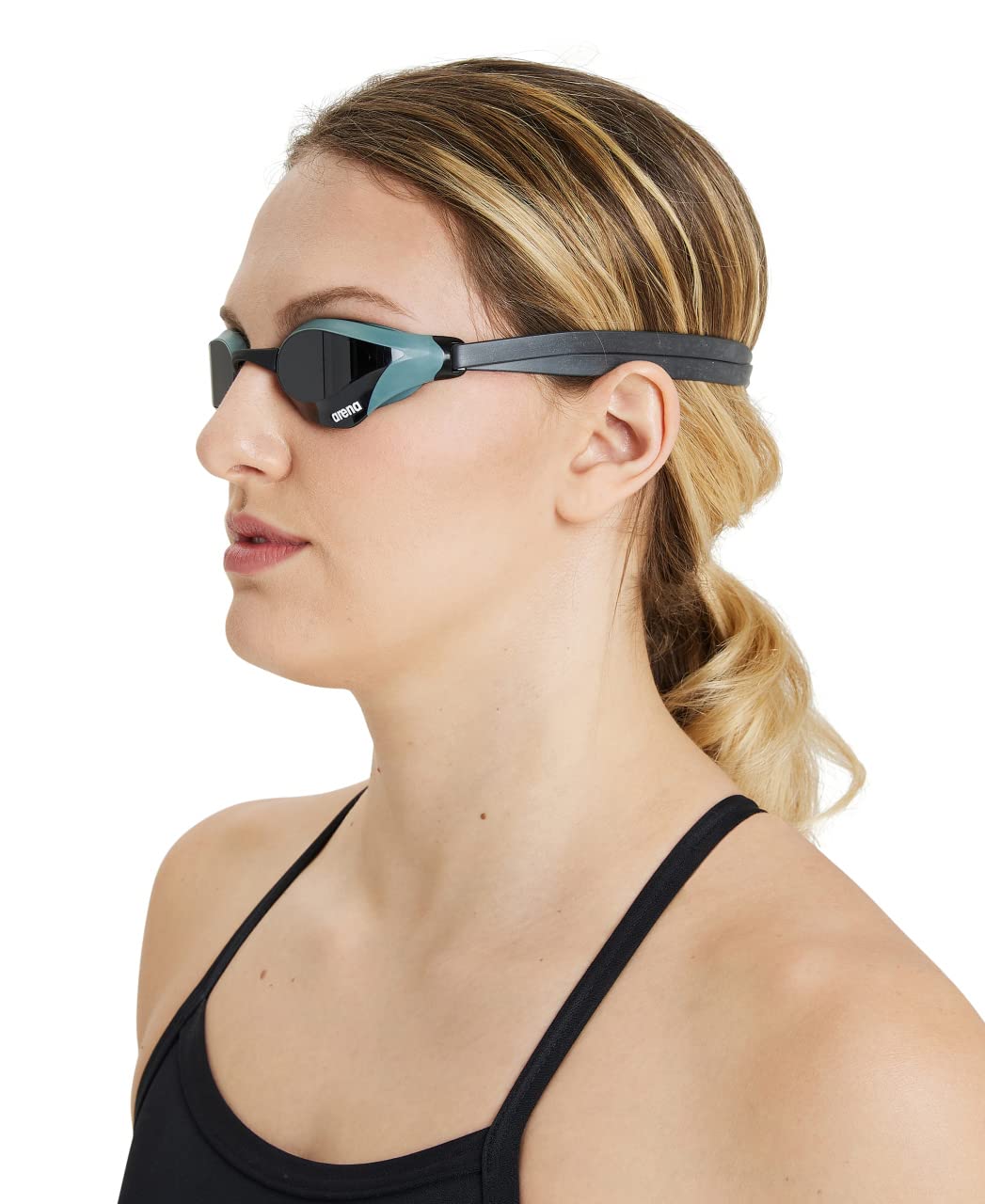 ARENA Unisex Cobra Core Swipe Anti-Fog Racing Swim Goggles for Men and Women Polycarbonate Non-Mirror Lens, Smoke/Army/Black