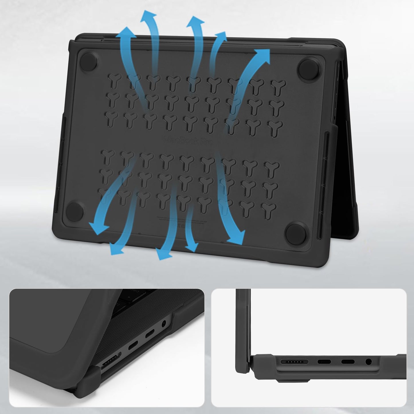 MOSISO Compatible with MacBook Pro 14 inch Case M5 2026 M4 M3 M2 M1 2025-2021 A3427 A3426 A3434 A3112 A3185 A3401 A2918 A2992 A2779 A2442,4 in 1 Kit Anti-Crack Hard Shell with TPU Bumper, Black