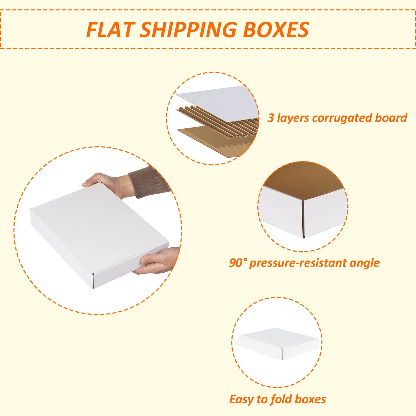 HORLIMER 12x9x2 inches Small Shipping Boxes Set of 25, White Corrugated Cardboard Box Literature Mailer