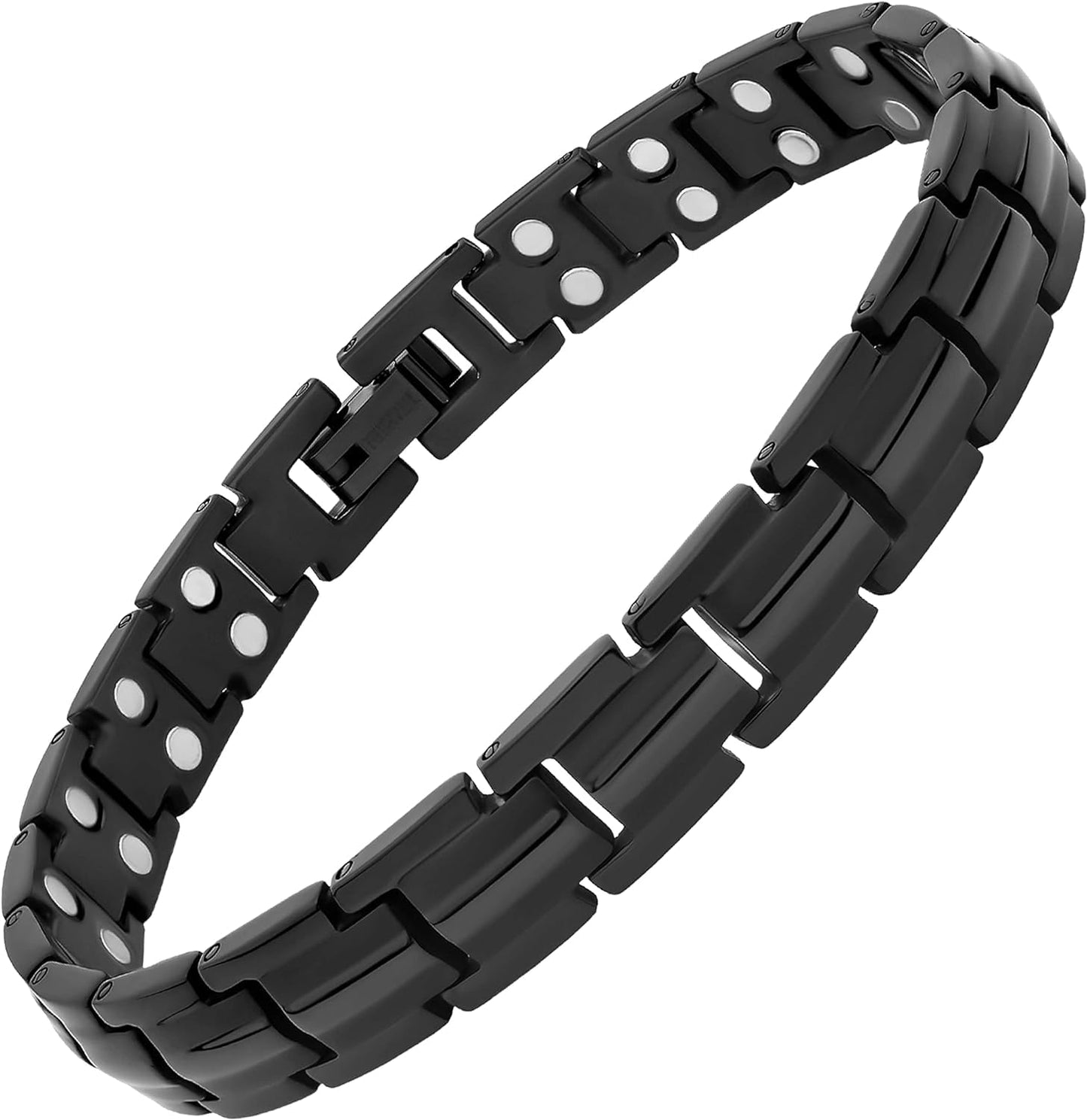 MagnetRX® Women's Ultra Strength Magnetic Bracelet - Effective Titanium Magnetic Bracelets for Women - Adjustable Bracelet Length with Sizing Tool for Perfect Fit (Black)