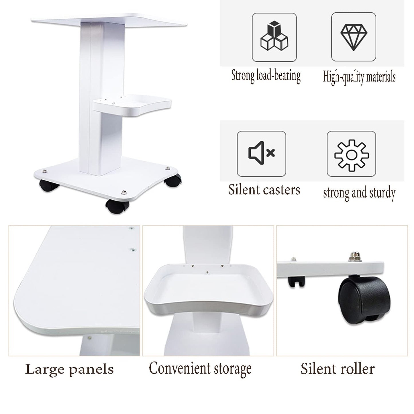 Beauty Salon Trolley Cart,Pedestal Rolling Cart,HOINCO Beauty Salon Wheeled Cart (White)