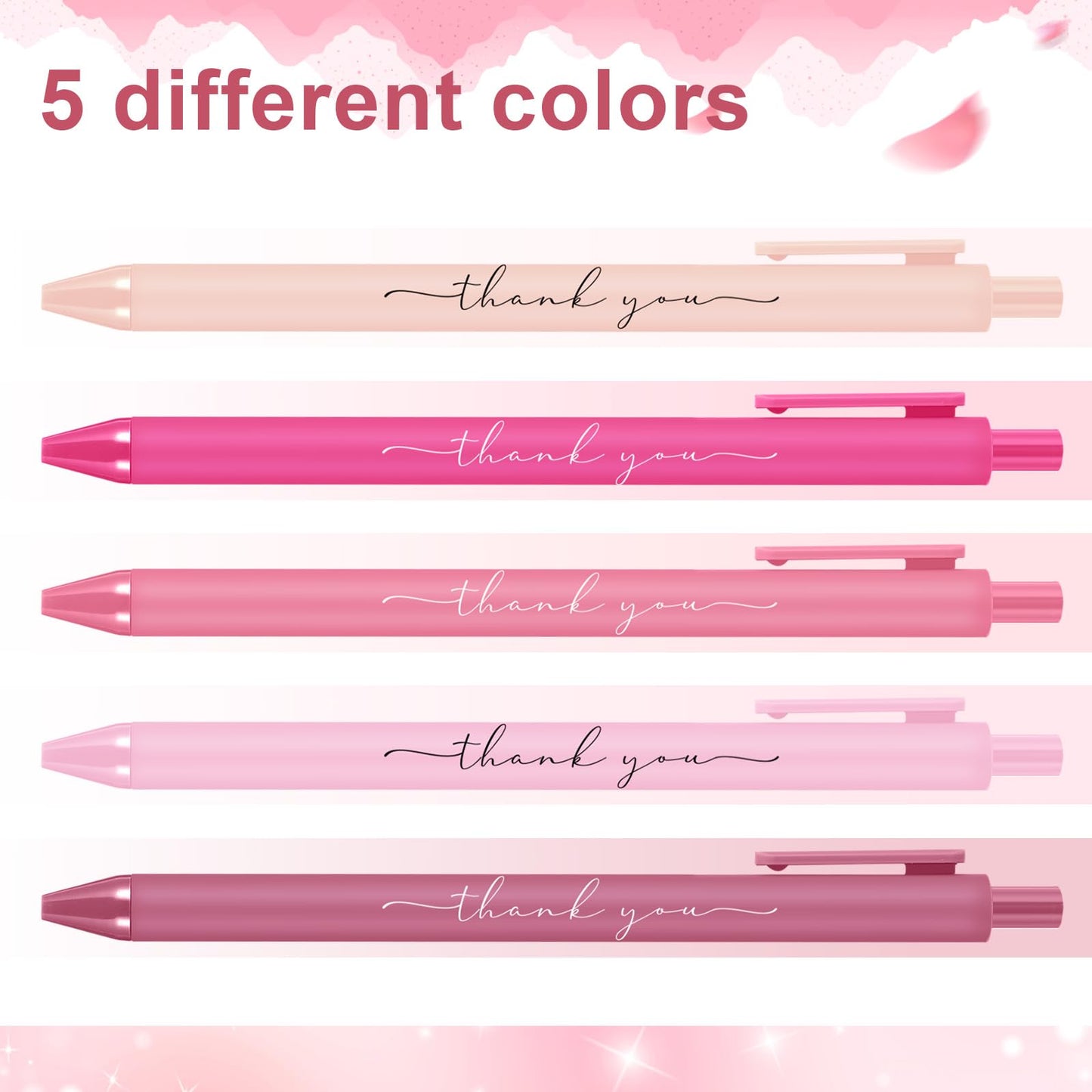 Dispowreath 200 Pcs Thank You Pens Bulk Pink Party Favors Pink Candy Bridal Shower Ballpoint Pen for Women Wedding Baby Shower Server Waitress Coworker Teacher Nurse Physician Medical Assistant Gifts